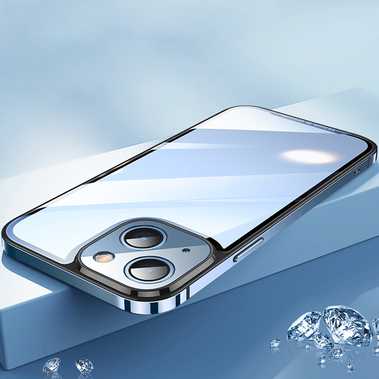 For iPhone 13 AG HD Glass Phone Case(Yuanfeng Blue) For iPhone 13 AG HD Glass Phone Case(Yuanfeng Blue)
