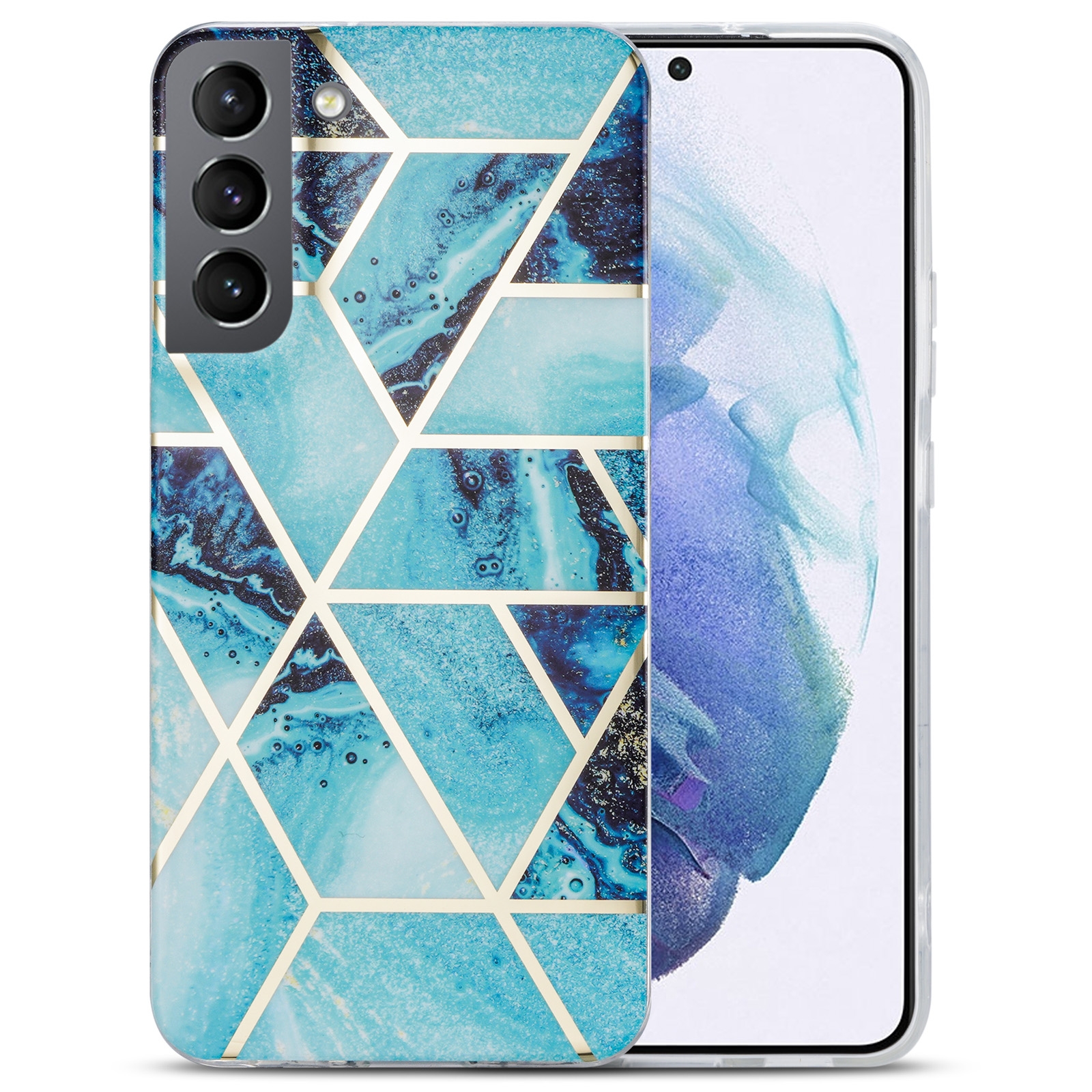 For Samsung Galaxy S22+ 5G Electroplating IMD Marble TPU Phone Case(Blue) For Samsung Galaxy S22+ 5G Electroplating IMD Marble TPU Phone Case(Blue)