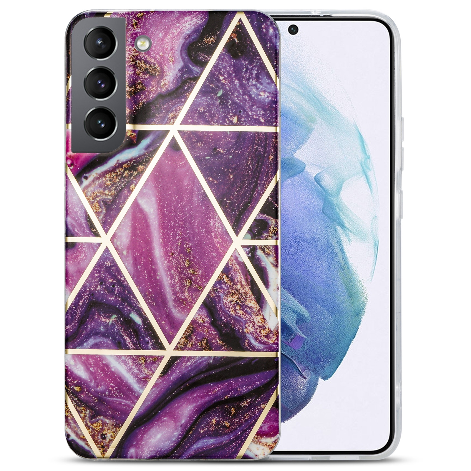 For Samsung Galaxy S21+ 5G Electroplating IMD Marble TPU Phone Case(Purple) For Samsung Galaxy S21+ 5G Electroplating IMD Marble TPU Phone Case(Purple)