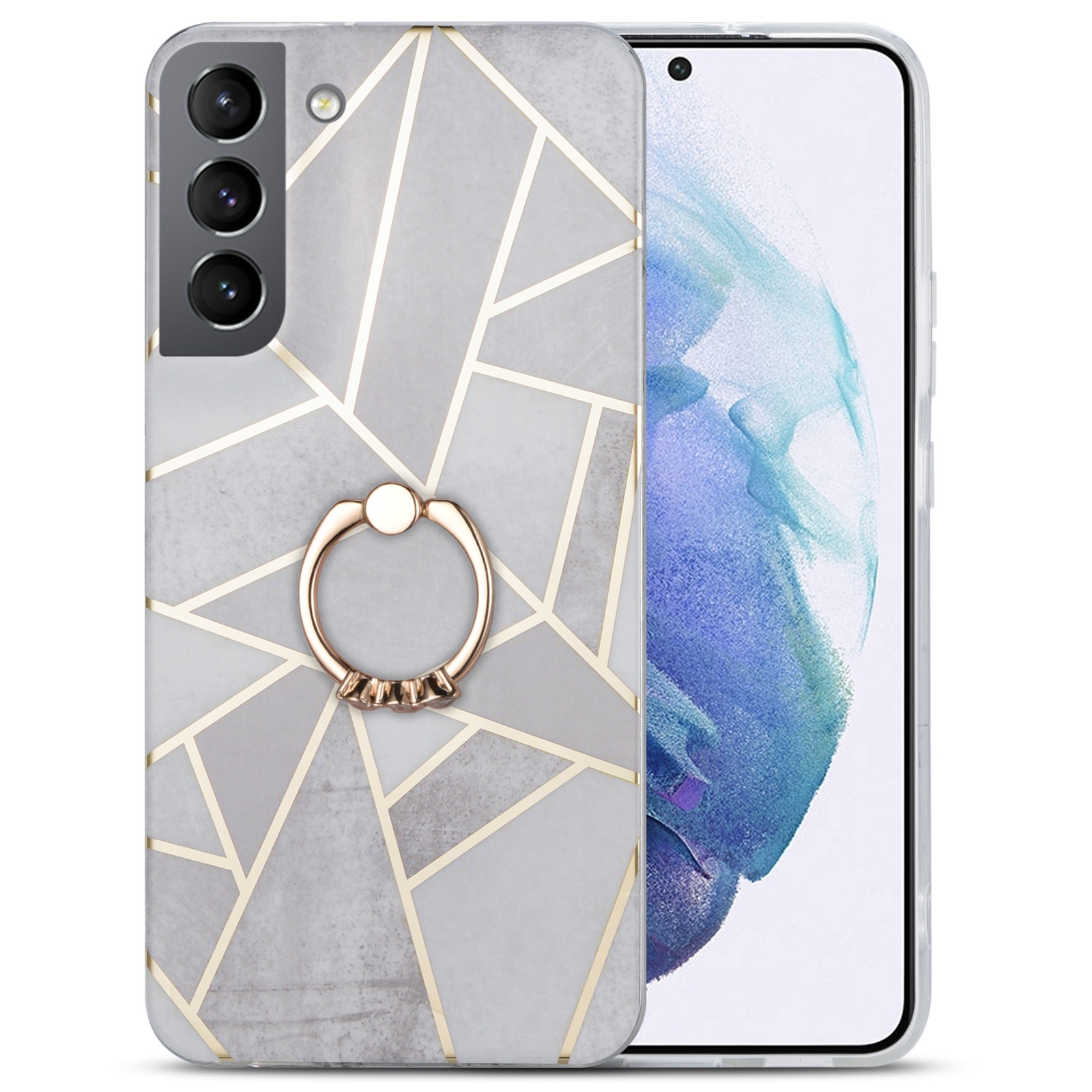 For Samsung Galaxy S21+ 5G Electroplating IMD Marble TPU Phone Case with Ring(Grey) For Samsung Galaxy S21+ 5G Electroplating IMD Marble TPU Phone Case with Ring(Grey)