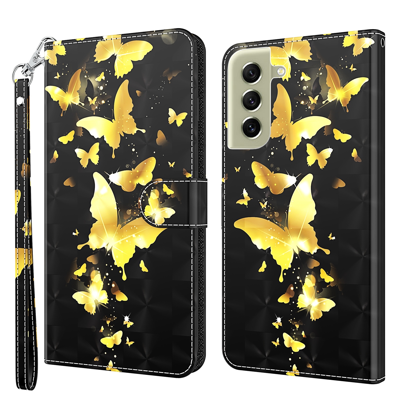 For Samsung Galaxy S22 5G 3D Painting Pattern TPU + PU Leather Phone Case(Gold Butterfly) For Samsung Galaxy S22 5G 3D Painting Pattern TPU + PU Leather Phone Case(Gold Butterfly)