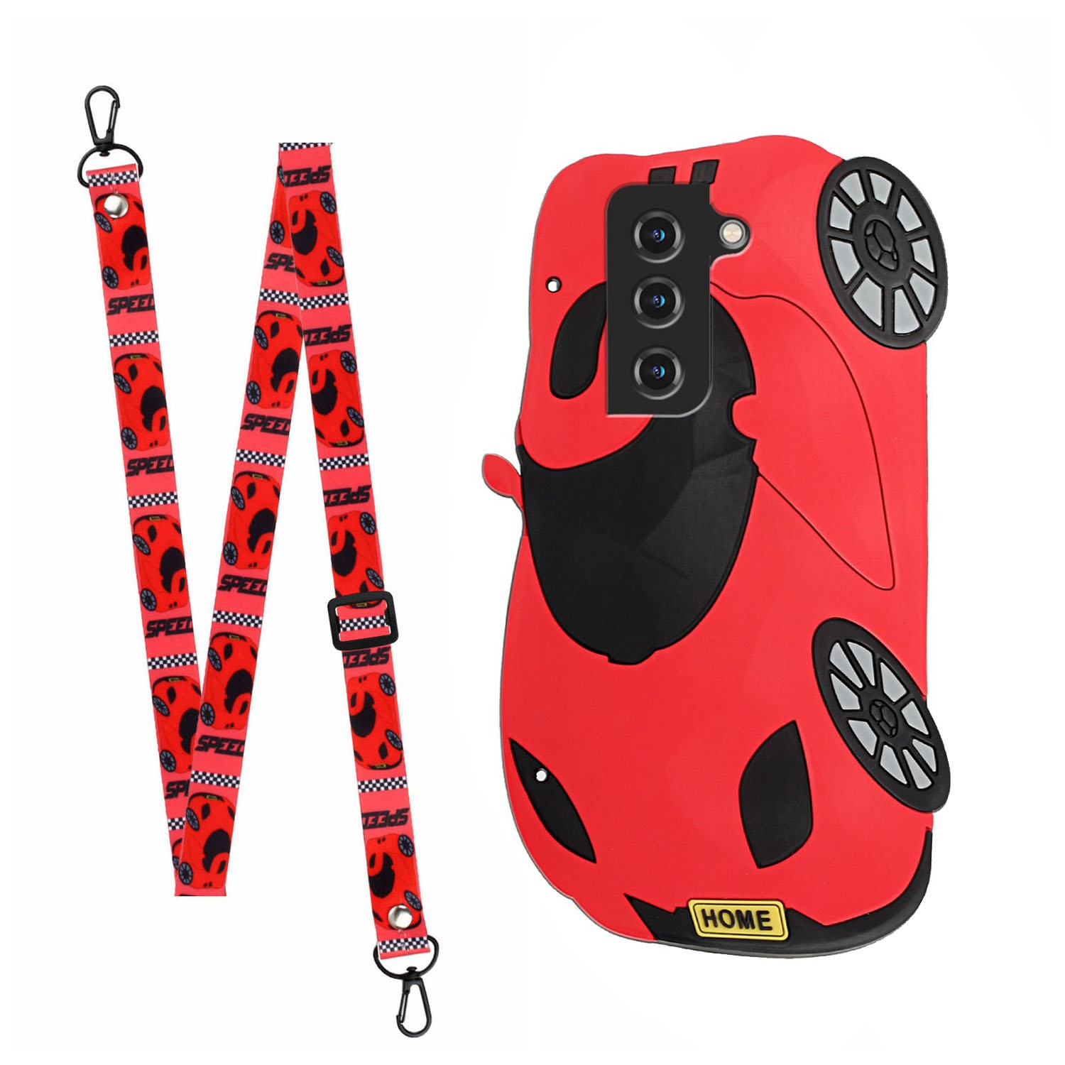 For Samsung Galaxy S22+ 5G Crossbody Cartoon Silicone Phone Case(Racing Car) For Samsung Galaxy S22+ 5G Crossbody Cartoon Silicone Phone Case(Racing Car)
