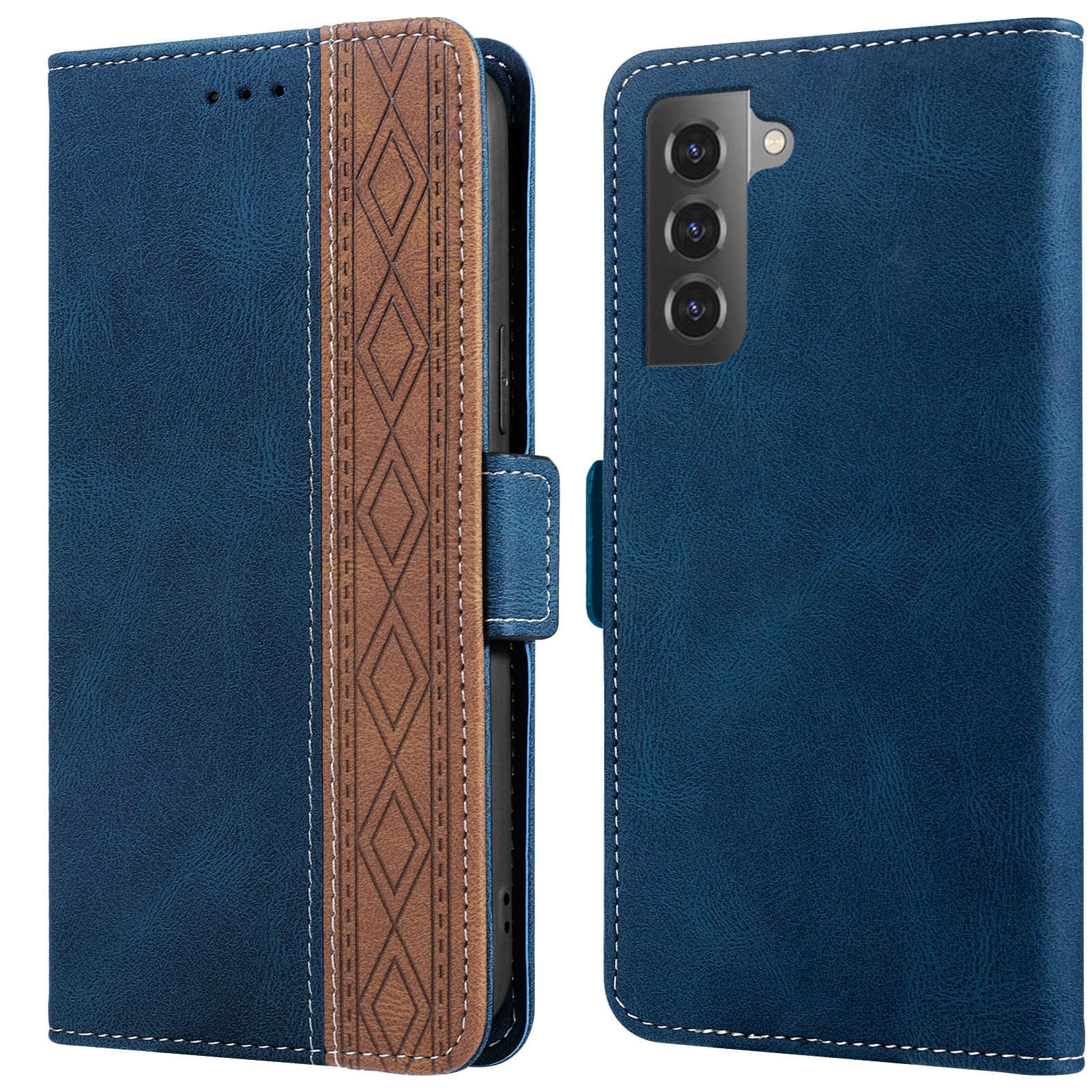 For Samsung Galaxy S21 5G Stitching Side-Magnetic RFID Leather Phone Case(Royal Blue) For Samsung Galaxy S21 5G Stitching Side-Magnetic RFID Leather Phone Case(Royal Blue)
