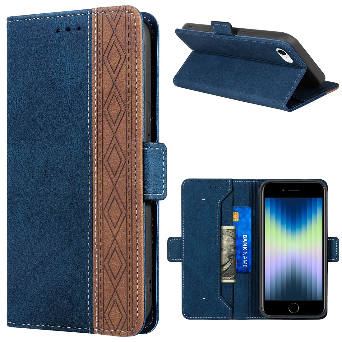 For iPhone SE 2022 / SE 2020 / 8 / 7 Stitching Magnetic RFID Leather Case(Royal Blue) For iPhone SE 2022 / SE 2020 / 8 / 7 Stitching Magnetic RFID Leather Case(Royal Blue)