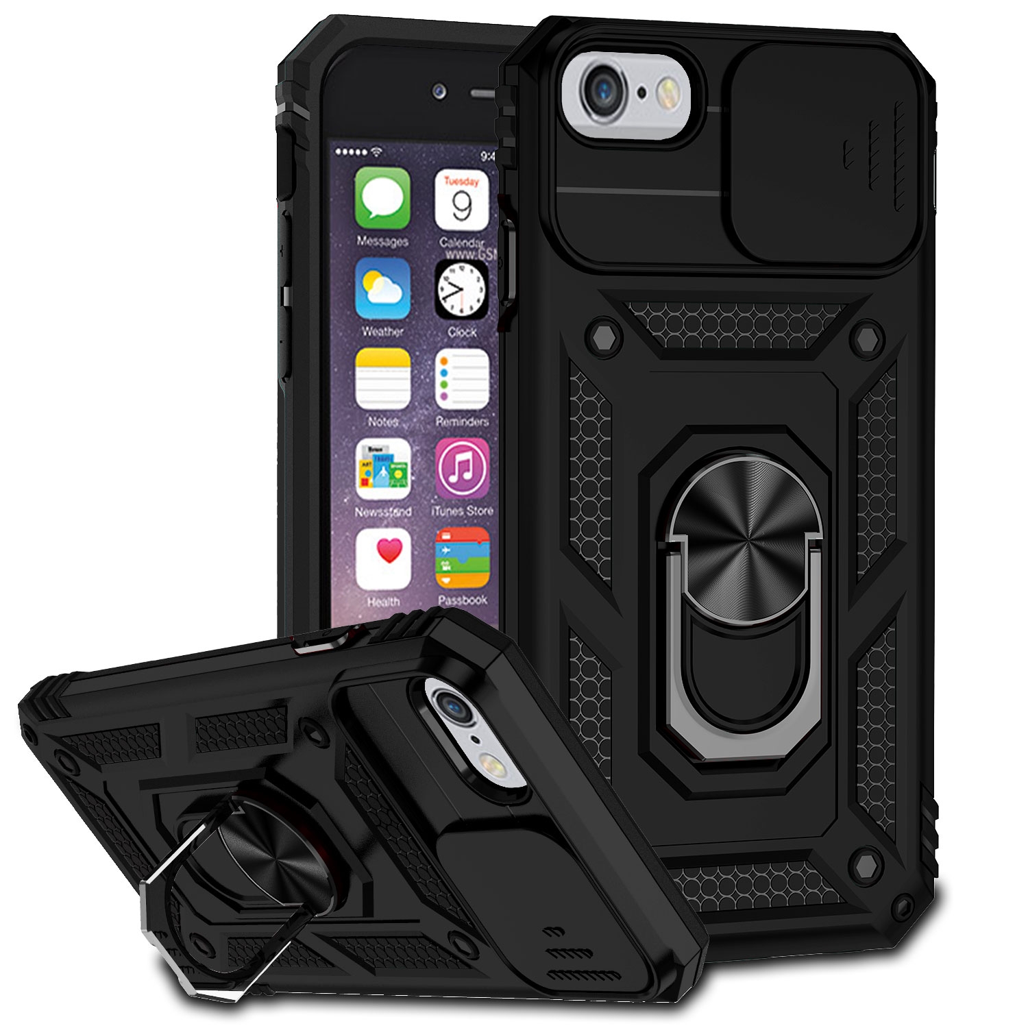 For iPhone SE 2022 / SE 2020 / 8 / 7 / 6 Sliding Camshield Holder Phone Case(Black) For iPhone SE 2022 / SE 2020 / 8 / 7 / 6 Sliding Camshield Holder Phone Case(Black)