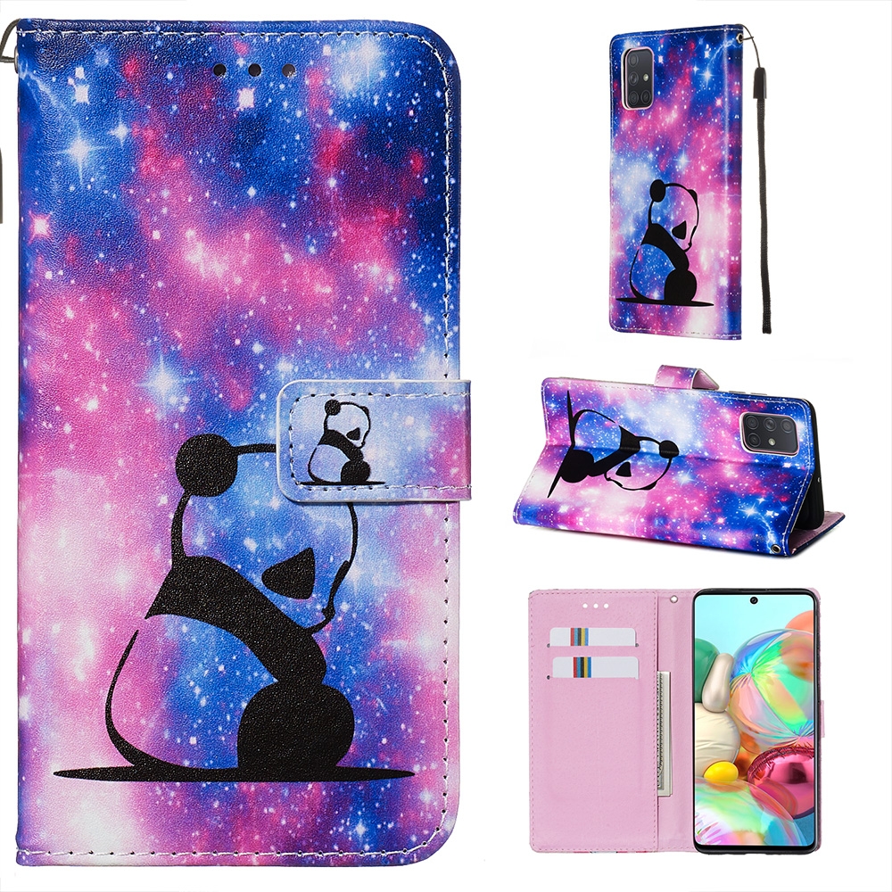 For Galaxy A71 Colored Drawing Pattern Plain Weave Horizontal Flip Leather Case with Holder & Card Slot & Wallet&Lanyard(Baby Panda) For Galaxy A71 Colored Drawing Pattern Plain Weave Horizontal Flip Leather Case with Holder & Card Slot & Wallet&Lanyard(Baby Panda)