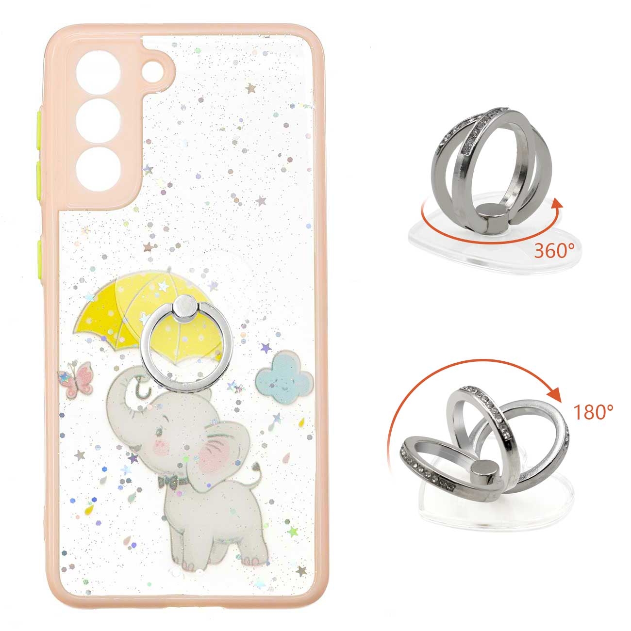 For Samsung Galaxy S22 5G Starry Sky Epoxy TPU Phone Case with Ring Holder(Elephant) For Samsung Galaxy S22 5G Starry Sky Epoxy TPU Phone Case with Ring Holder(Elephant)