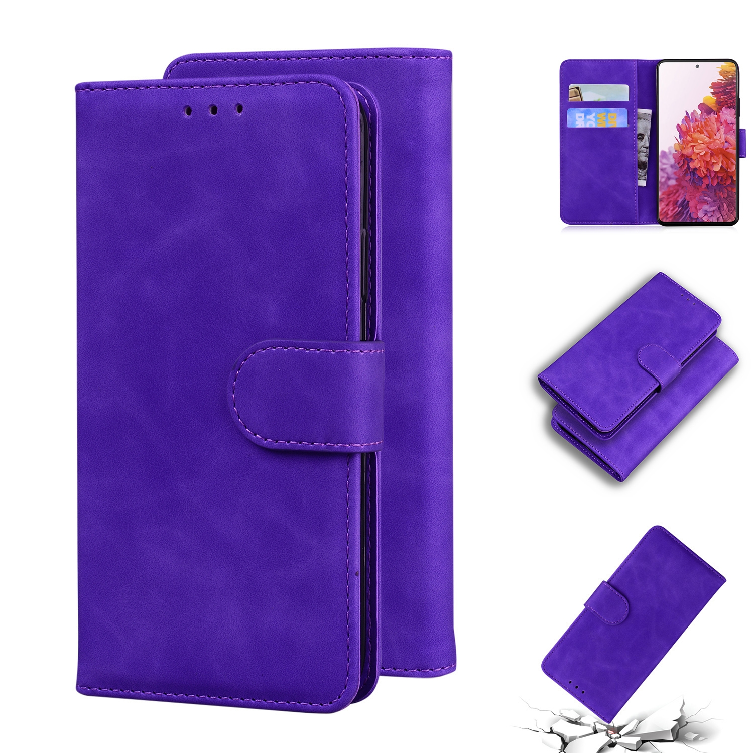 For Samsung Galaxy S20 FE/S20 Lite/S20 FE 5G Skin Feel Pure Color Flip Leather Phone Case(Purple) For Samsung Galaxy S20 FE/S20 Lite/S20 FE 5G Skin Feel Pure Color Flip Leather Phone Case(Purple)