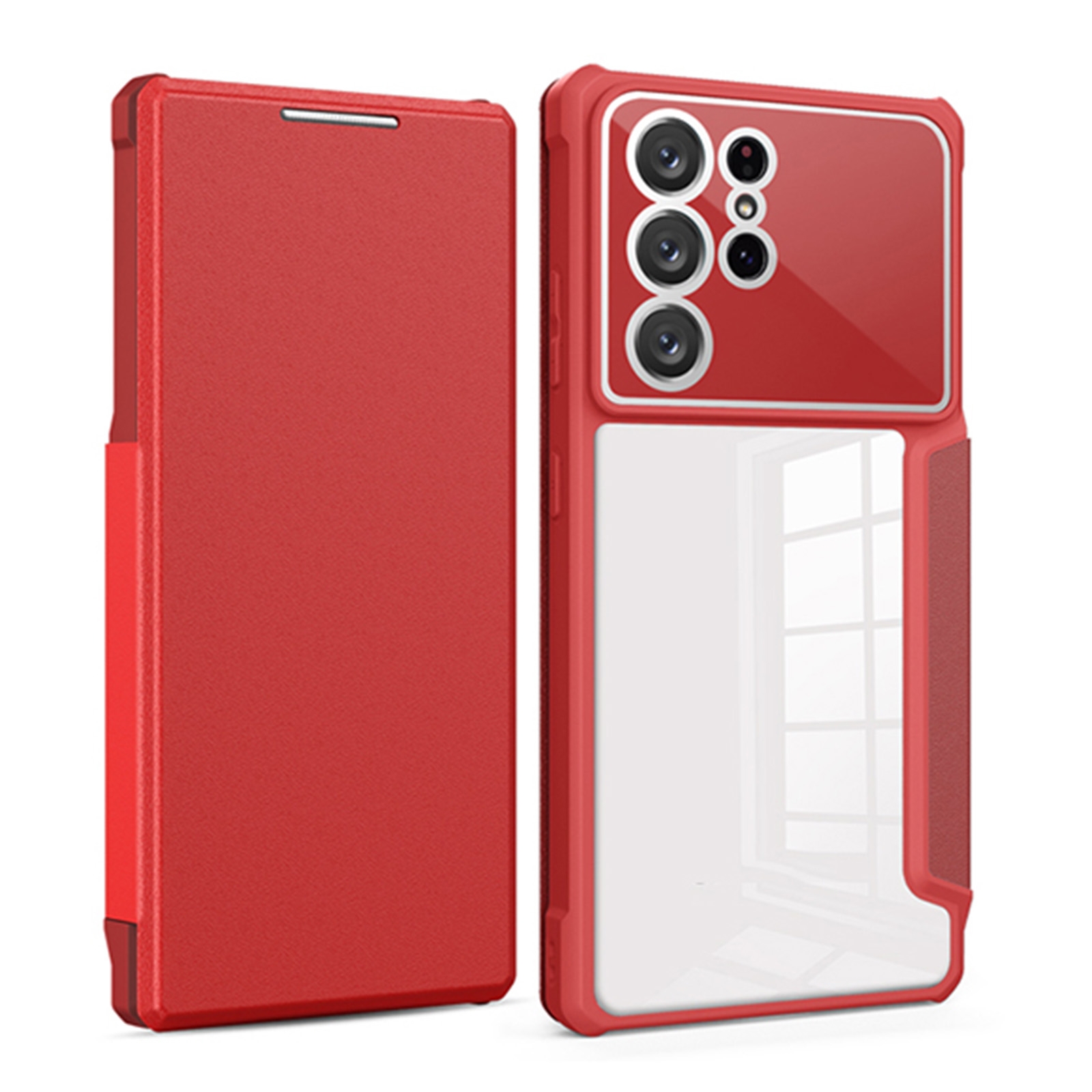 For Samsung Galaxy S21 Ultra 5G Magnetic Flip Leather Phone Case(Red) For Samsung Galaxy S21 Ultra 5G Magnetic Flip Leather Phone Case(Red)