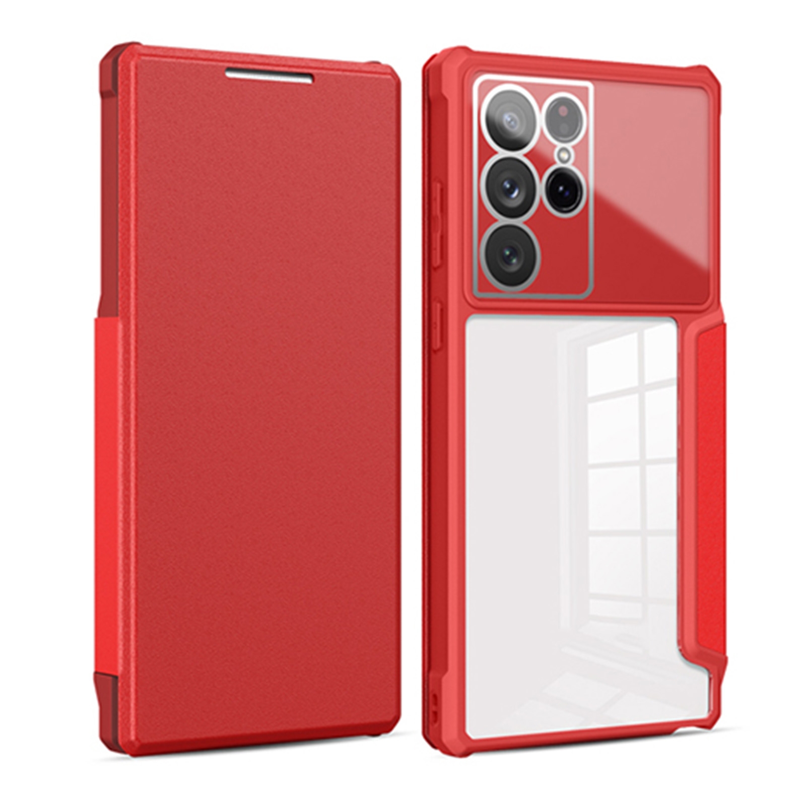 For Samsung Galaxy S22 Ultra 5G Magnetic Flip Leather Phone Case(Red) For Samsung Galaxy S22 Ultra 5G Magnetic Flip Leather Phone Case(Red)