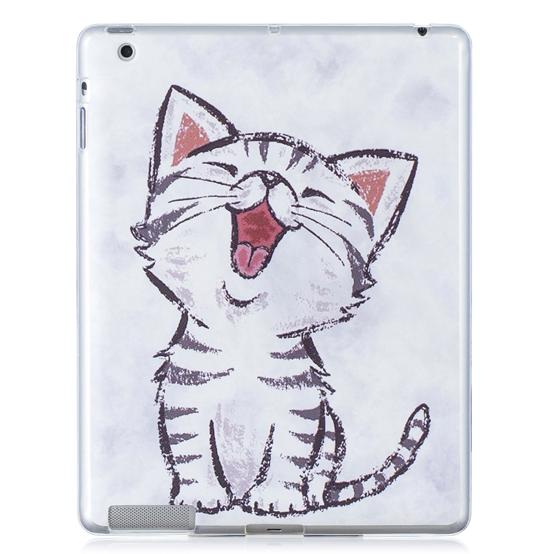 For iPad 2 / 3 / 4 Colored Drawing Pattern TPU Case(Red Mouth Cat) For iPad 2 / 3 / 4 Colored Drawing Pattern TPU Case(Red Mouth Cat)