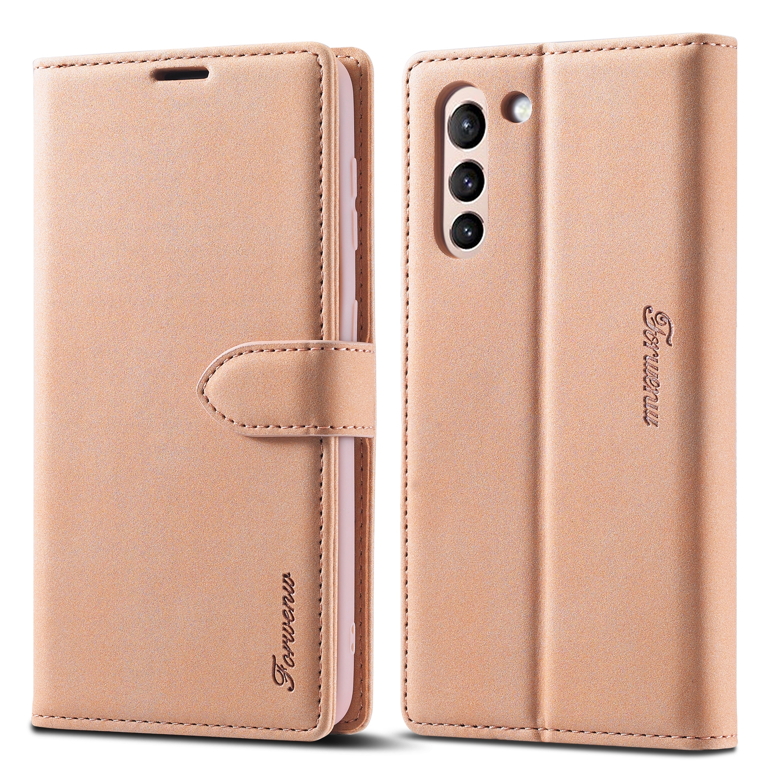 For Samsung Galaxy S22 5G Forwenw F1 Series Matte Strong Magnetism Leather Phone Case(Rose Gold) For Samsung Galaxy S22 5G Forwenw F1 Series Matte Strong Magnetism Leather Phone Case(Rose Gold)