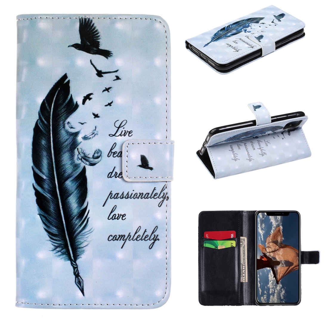 For iPhone 11 3D Coloured Drawing Horizontal Flip Leather Case, with Holder & Card Slots & Wallet(Feather) For iPhone 11 3D Coloured Drawing Horizontal Flip Leather Case, with Holder & Card Slots & Wallet(Feather)