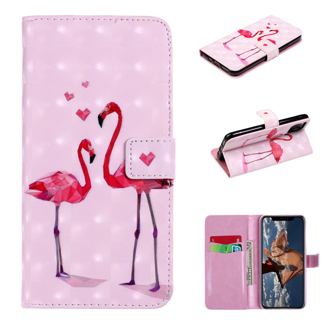 For iPhone 11 Pro 3D Coloured Drawing Horizontal Flip Leather Case, with Holder & Card Slots & Wallet(Flamingo) For iPhone 11 Pro 3D Coloured Drawing Horizontal Flip Leather Case, with Holder & Card Slots & Wallet(Flamingo)