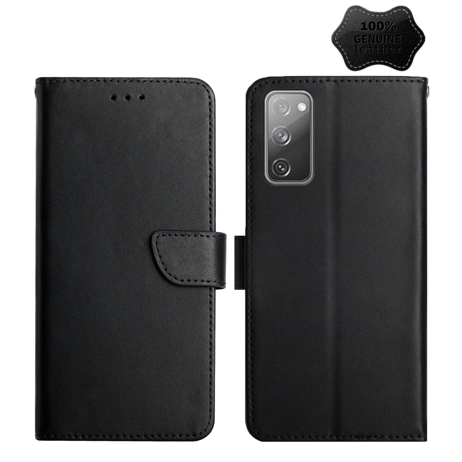 For Samsung Galaxy S20 FE Genuine Leather Fingerprint-proof Horizontal Flip Phone Case(Black) For Samsung Galaxy S20 FE Genuine Leather Fingerprint-proof Horizontal Flip Phone Case(Black)