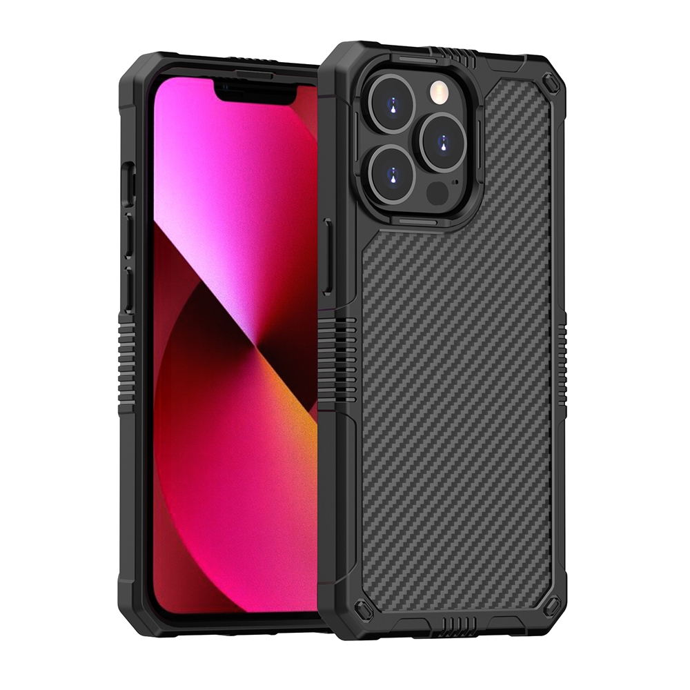 For iPhone 13 mini Carbon Fiber Texture PC + TPU Shockproof Phone Case / 12 mini(Black) For iPhone 13 mini Carbon Fiber Texture PC + TPU Shockproof Phone Case / 12 mini(Black)