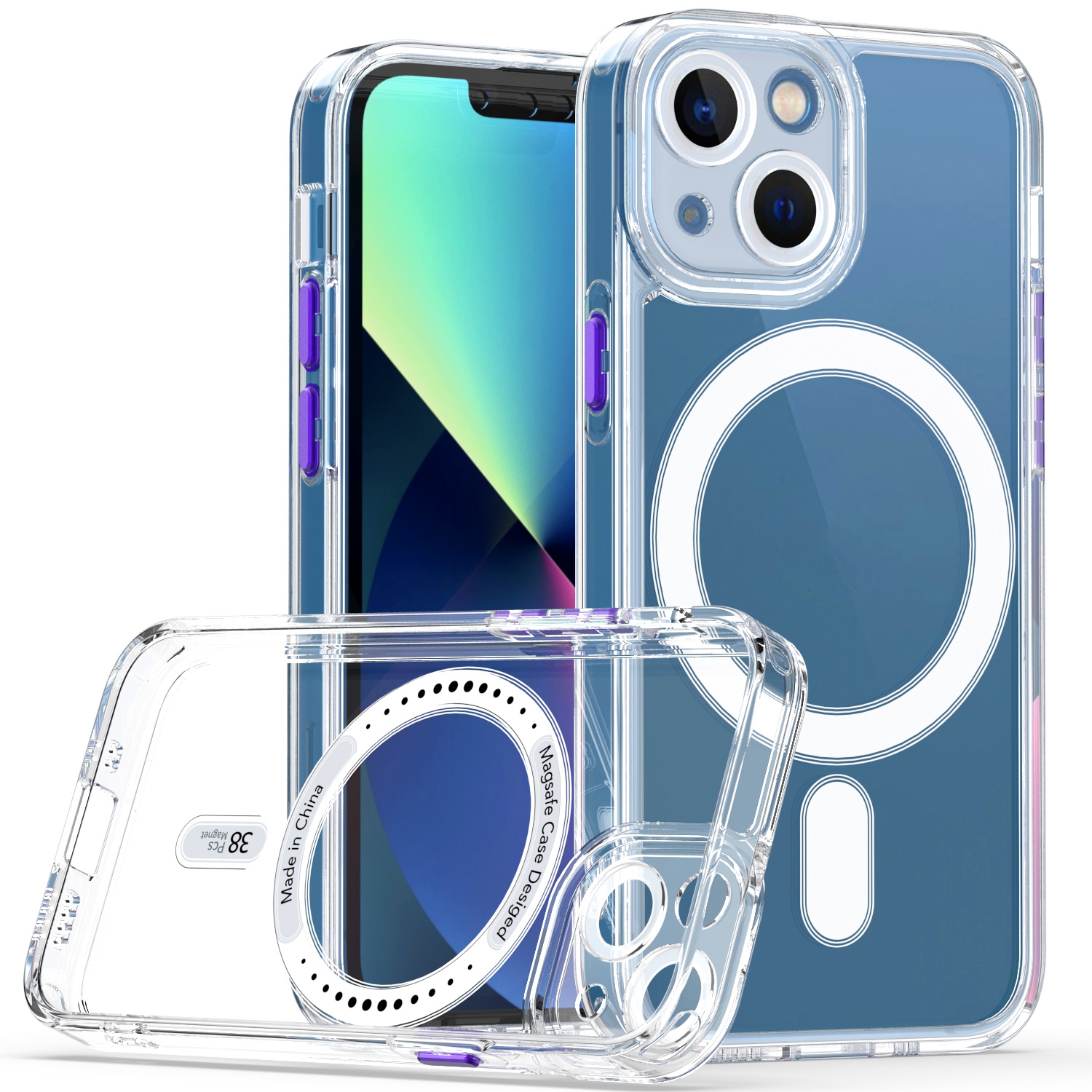For iPhone 13 mini Cat-eye TPU + Acrylic Magsafe Phone Case (Purple) For iPhone 13 mini Cat-eye TPU + Acrylic Magsafe Phone Case (Purple)