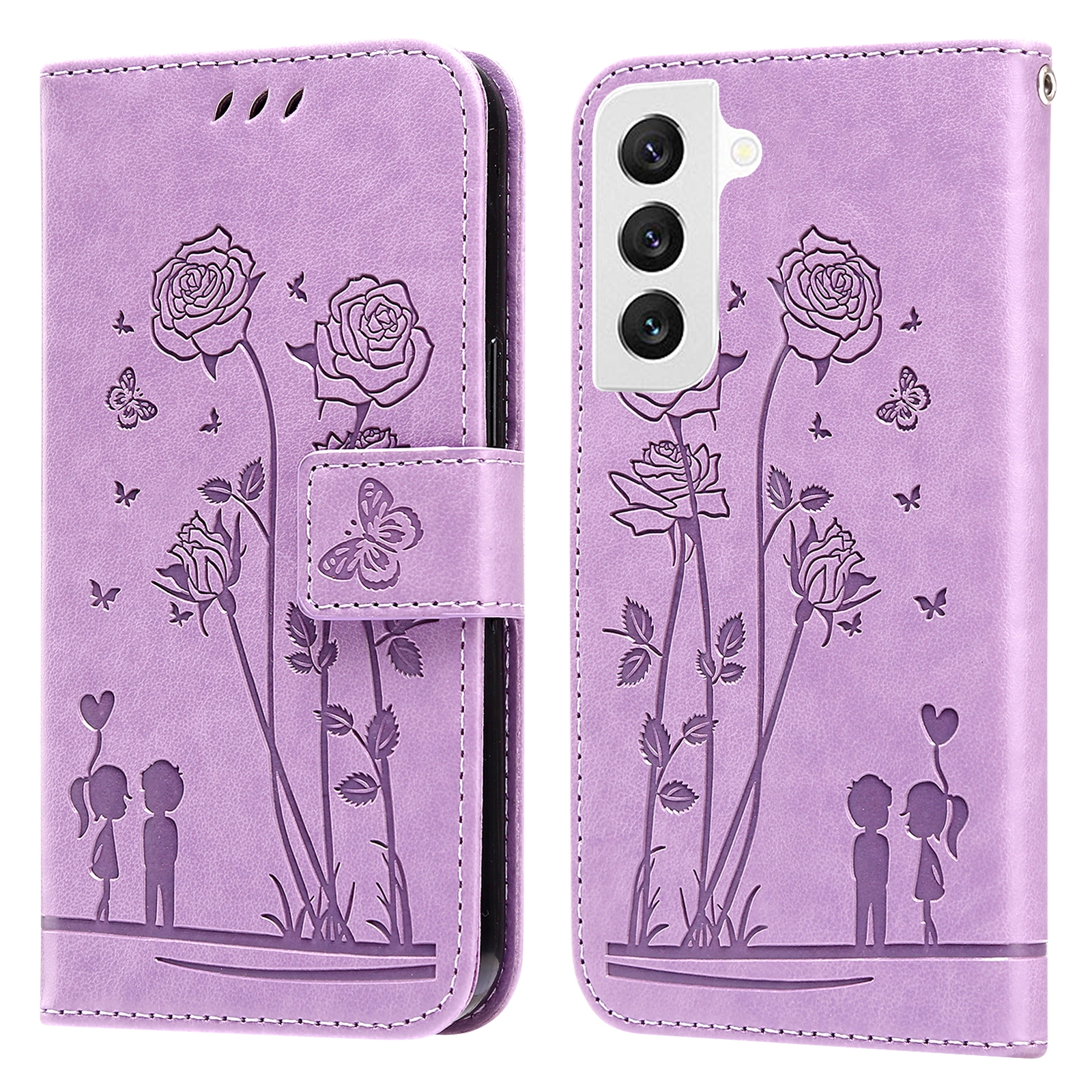 For Samsung Galaxy S22 5G Embossing Rose Couple Leather Phone Case(Purple) For Samsung Galaxy S22 5G Embossing Rose Couple Leather Phone Case(Purple)