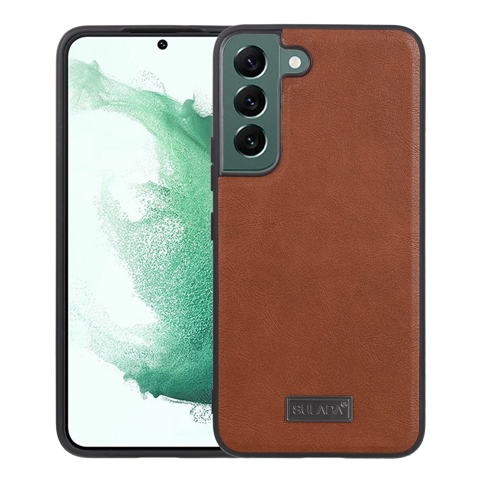For Samsung Galaxy S22+ 5G SULADA Shockproof TPU + Handmade Leather Phone Case(Brown) For Samsung Galaxy S22+ 5G SULADA Shockproof TPU + Handmade Leather Phone Case(Brown)