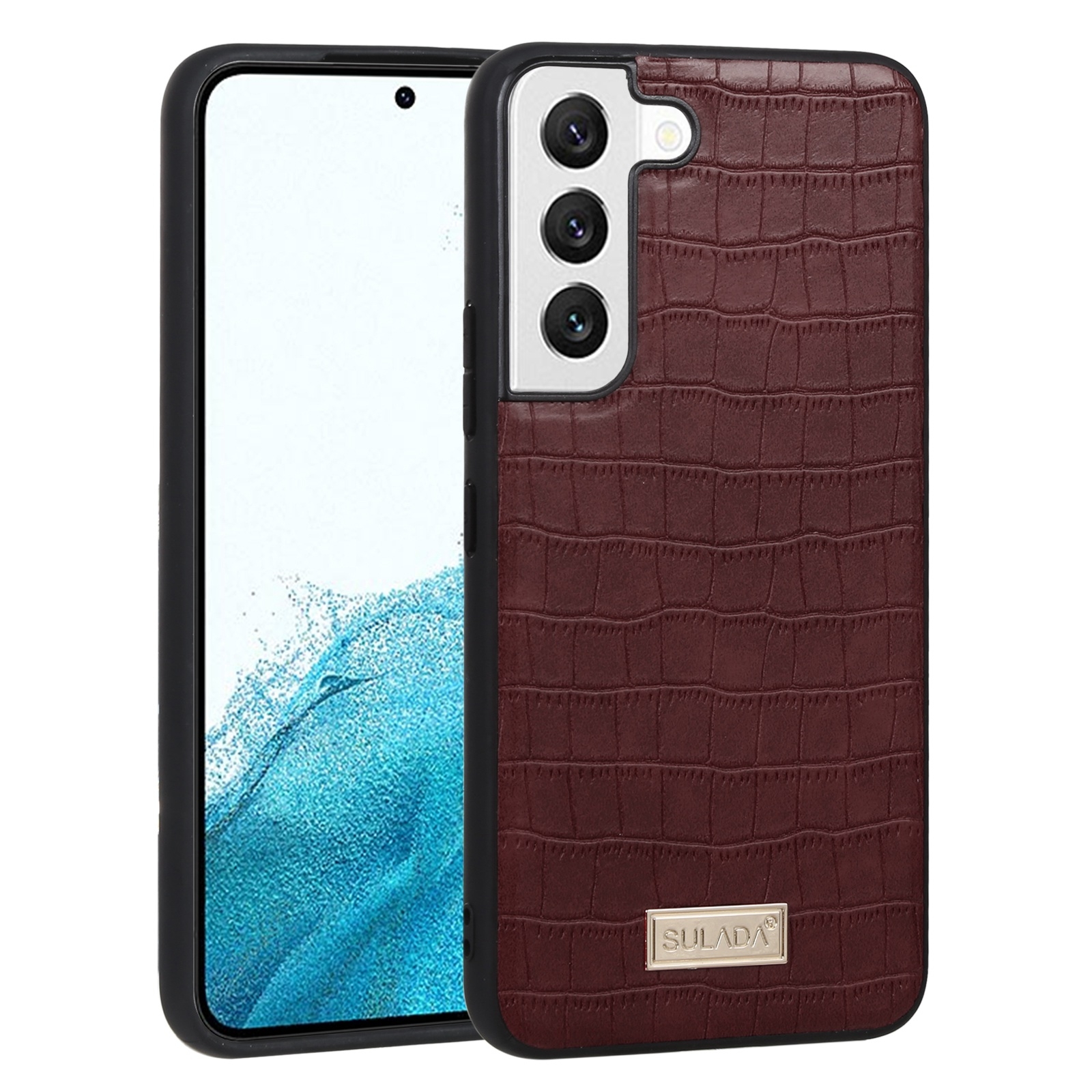 For Samsung Galaxy S22 5G SULADA Shockproof TPU + Handmade Leather Phone Case(Brown) For Samsung Galaxy S22 5G SULADA Shockproof TPU + Handmade Leather Phone Case(Brown)