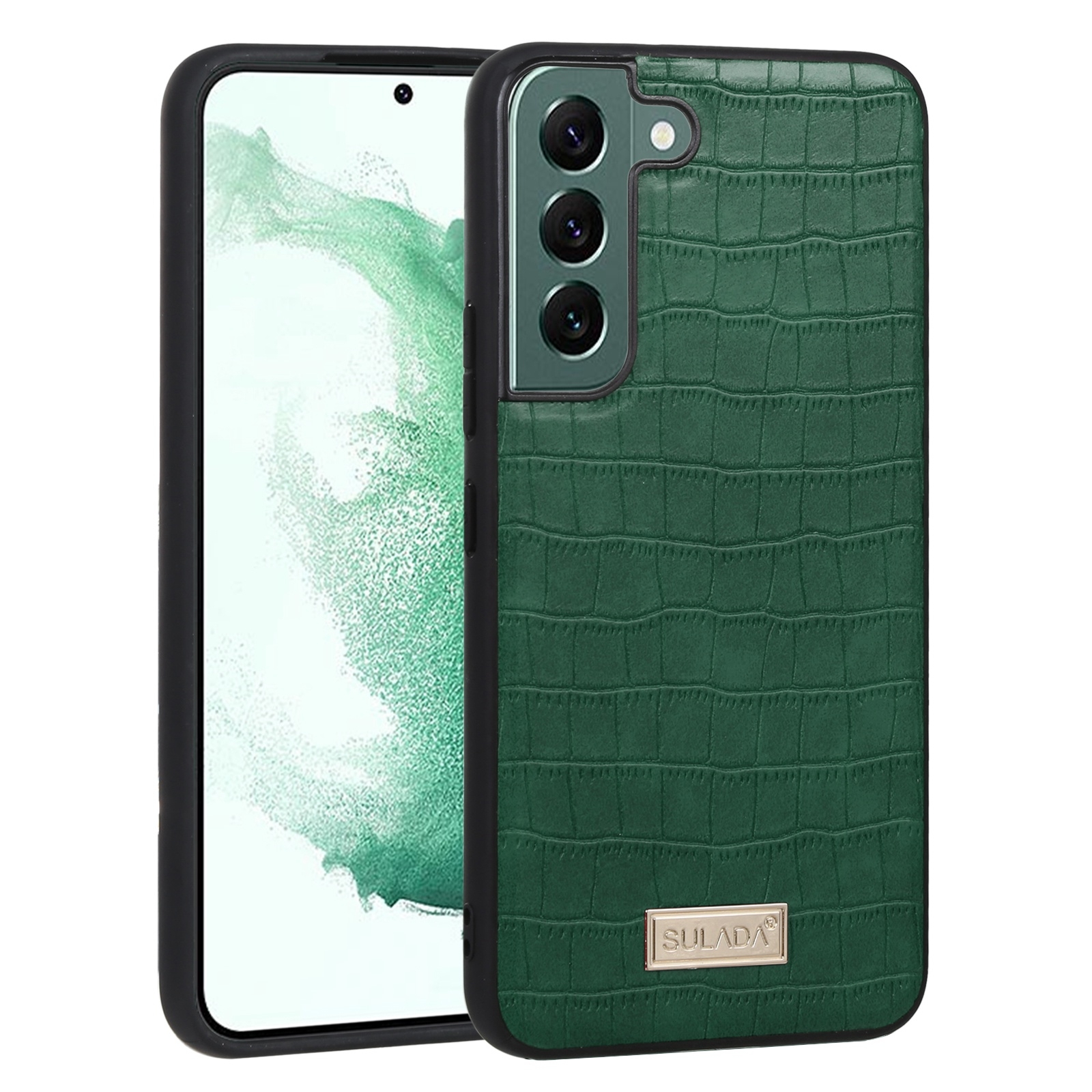 For Samsung Galaxy S22+ 5G SULADA Shockproof TPU + Handmade Leather Phone Case(Green) For Samsung Galaxy S22+ 5G SULADA Shockproof TPU + Handmade Leather Phone Case(Green)