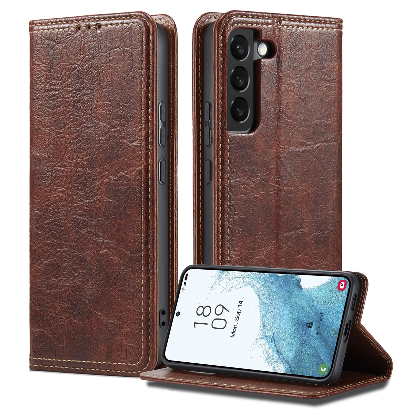 For Samsung Galaxy S22 5G Vintage Bark Texture Wallet Leather Phone Case(Brown) For Samsung Galaxy S22 5G Vintage Bark Texture Wallet Leather Phone Case(Brown)