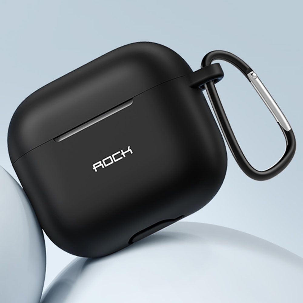 ROCK RPC3013 Silicone Earphone Protective Case with Hook For AirPods 3(Black) ROCK RPC3013 Silicone Earphone Protective Case with Hook For AirPods 3(Black)