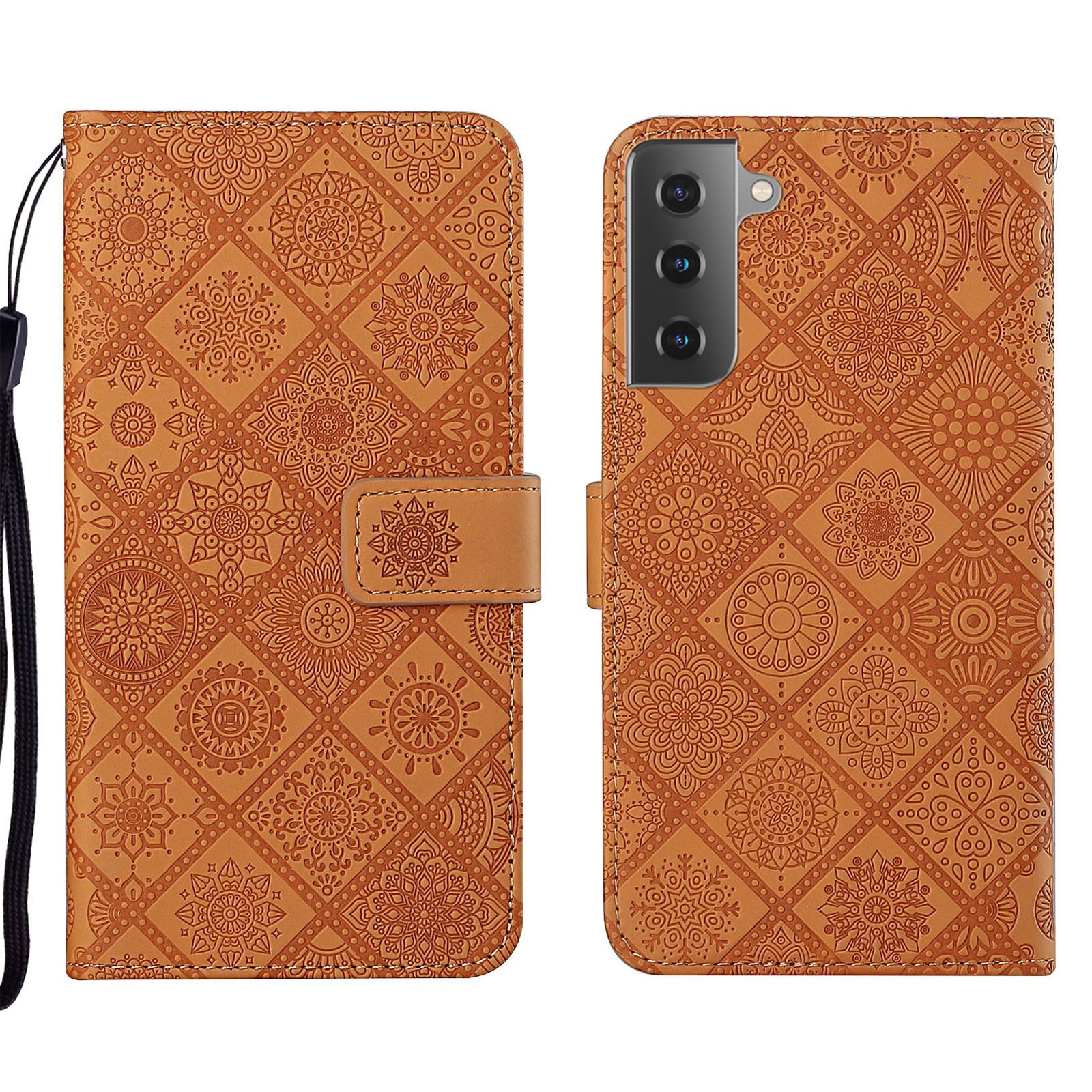 For Samsung Galaxy S22 5G Ethnic Style Embossed Pattern Leather Phone Case(Brown) For Samsung Galaxy S22 5G Ethnic Style Embossed Pattern Leather Phone Case(Brown)