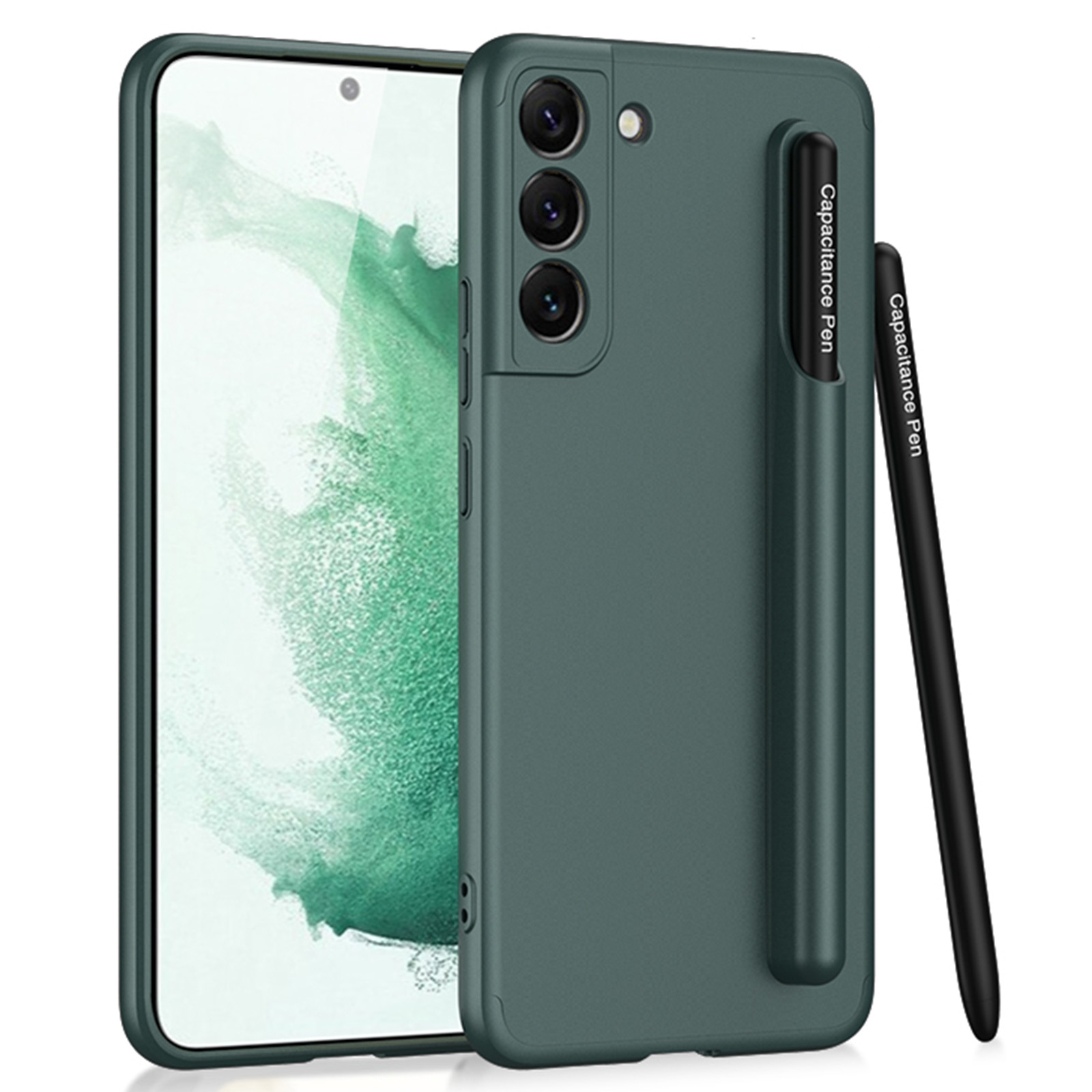 For Samsung Galaxy S22 5G GKK Three Stage Splicing Full Coverage PC Phone Case with Capacitive Pen(Green) For Samsung Galaxy S22 5G GKK Three Stage Splicing Full Coverage PC Phone Case with Capacitive Pen(Green)