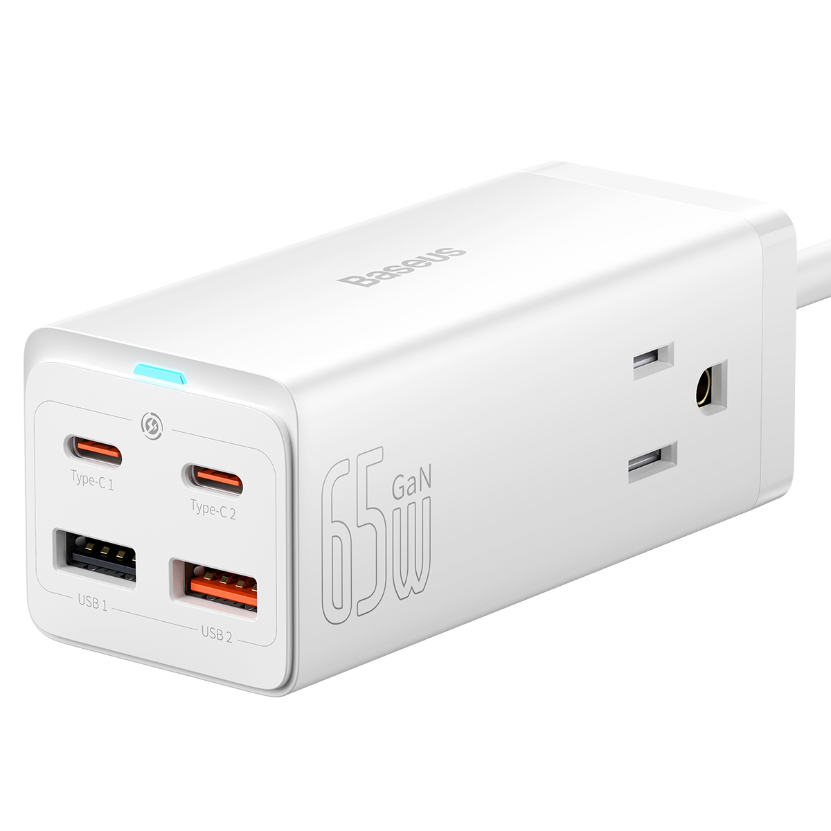 Baseus 65W GaN3 Pro Desktop Power Strip Patch Panel with Type-C Charging Cable, US Plug(White) Baseus 65W GaN3 Pro Desktop Power Strip Patch Panel with Type-C Charging Cable, US Plug(White)