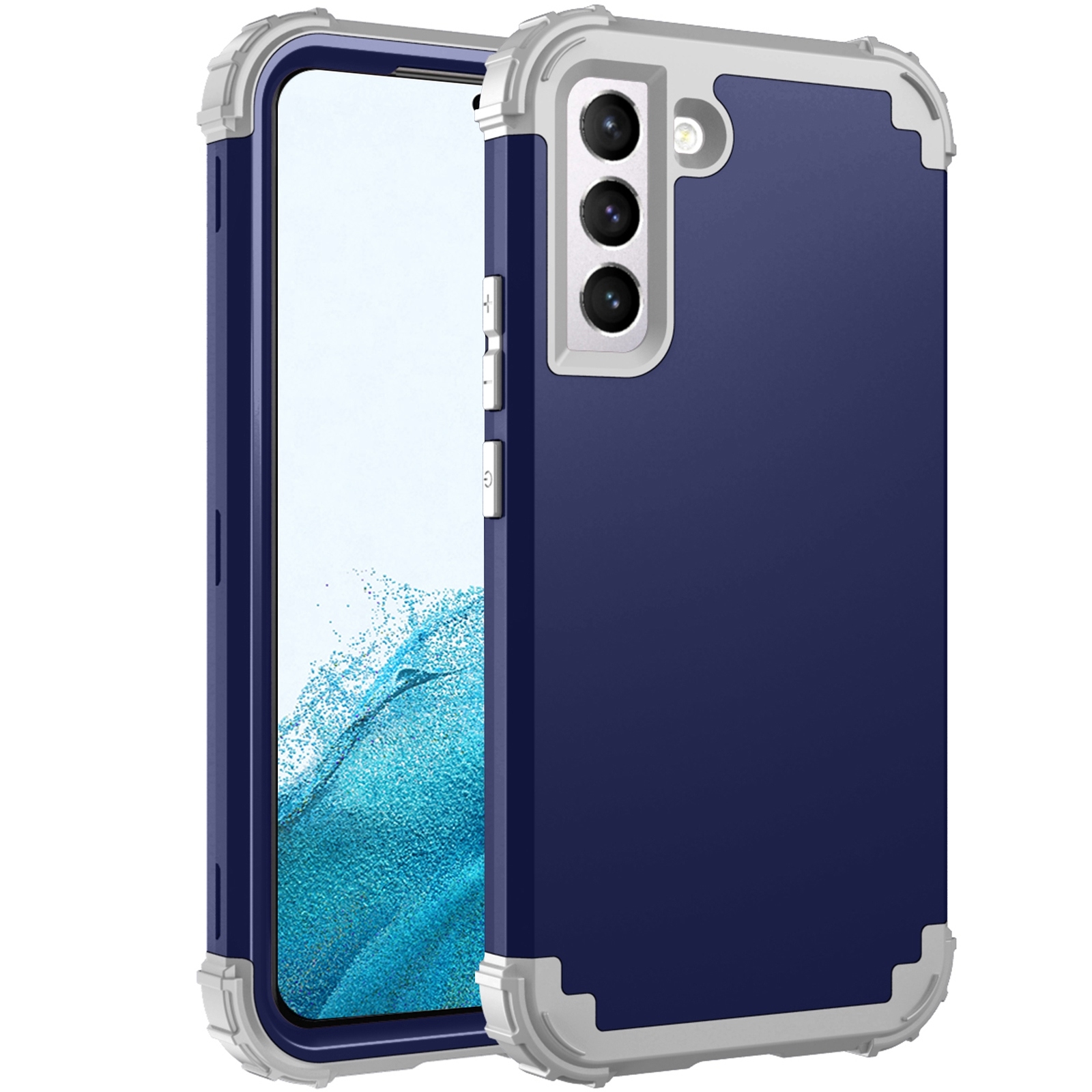 For Samsung Galaxy S22 5G PC + Silicone Phone Case(Navy Blue+Grey) For Samsung Galaxy S22 5G PC + Silicone Phone Case(Navy Blue+Grey)