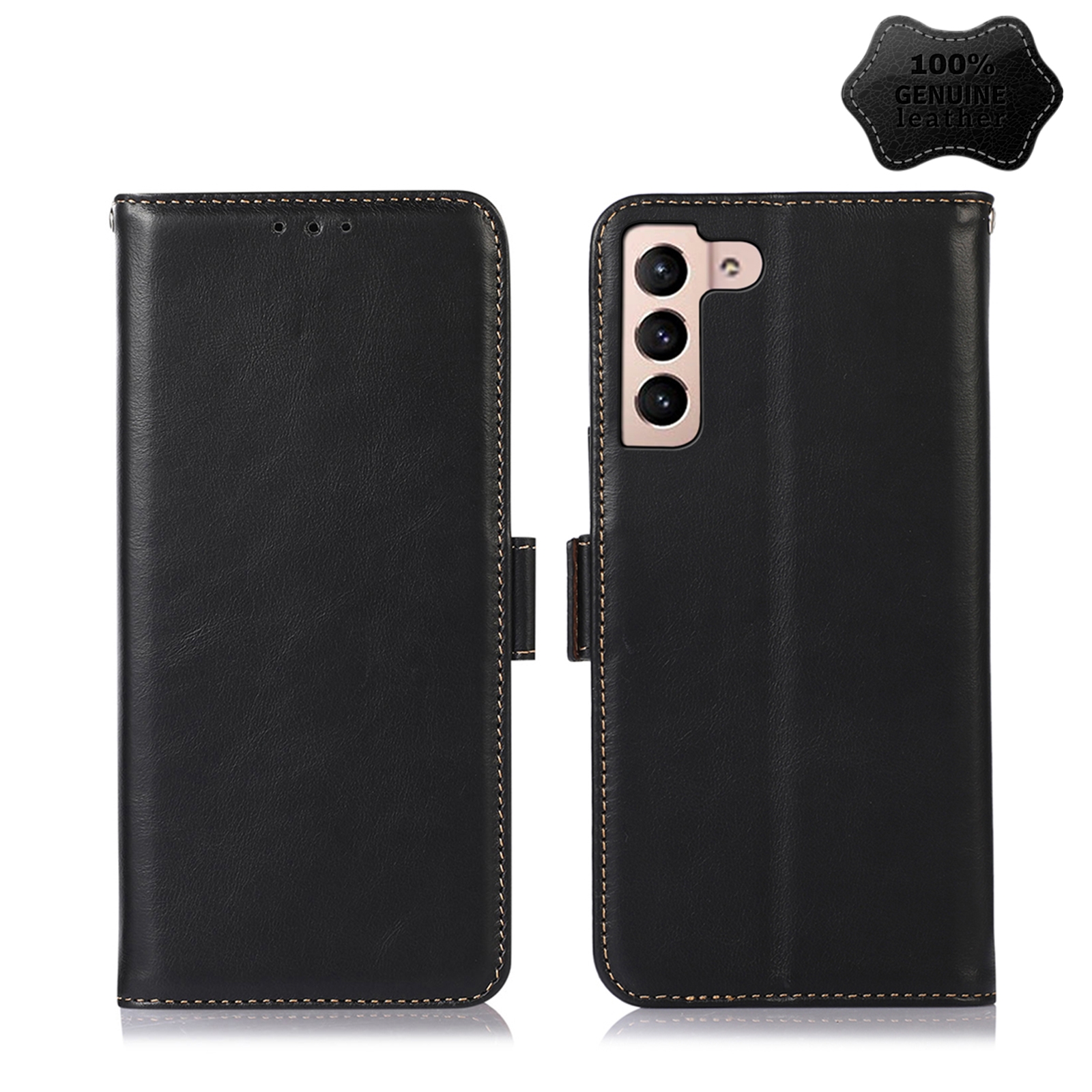 For Samsung Galaxy S22 5G Crazy Horse Top Layer Cowhide Leather Phone Case(Black) For Samsung Galaxy S22 5G Crazy Horse Top Layer Cowhide Leather Phone Case(Black)