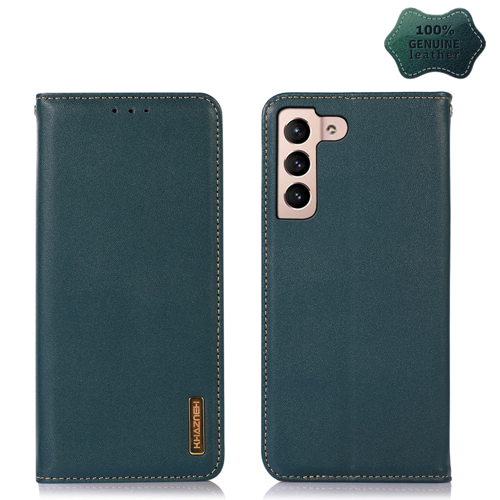 For Samsung Galaxy S22 5G KHAZNEH Nappa Top Layer Cowhide Leather Phone Case(Green) For Samsung Galaxy S22 5G KHAZNEH Nappa Top Layer Cowhide Leather Phone Case(Green)