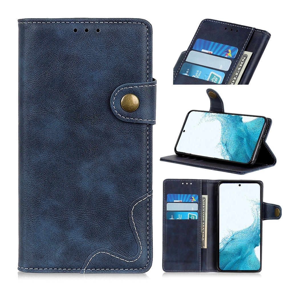 For Samsung Galaxy S22+ 5G S-Type Stitching Calf Texture Leather Phone Case(Blue) For Samsung Galaxy S22+ 5G S-Type Stitching Calf Texture Leather Phone Case(Blue)