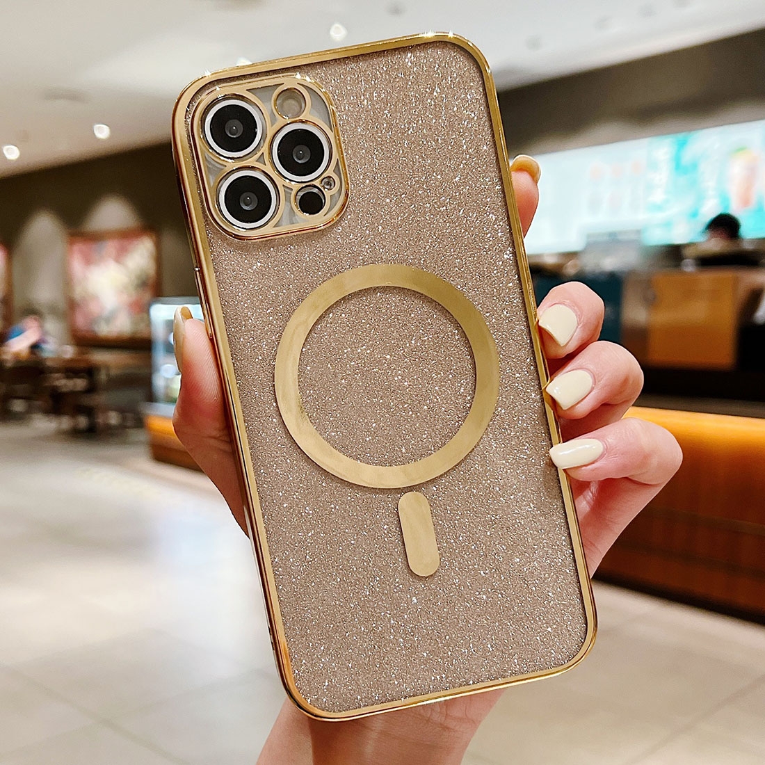 Electroplating Magsafe Magnetic Glitter Powder Phone Case For iPhone 12(Gold) Electroplating Magsafe Magnetic Glitter Powder Phone Case For iPhone 12(Gold)