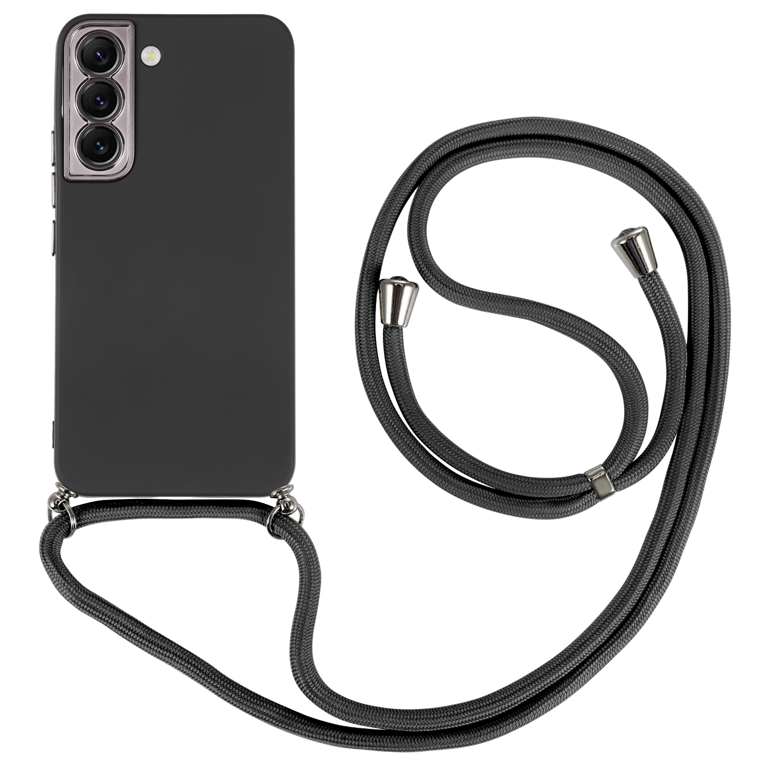 For Samsung Galaxy S22 5G Electroplated Silicone Phone Case with Lanyard(Black) For Samsung Galaxy S22 5G Electroplated Silicone Phone Case with Lanyard(Black)