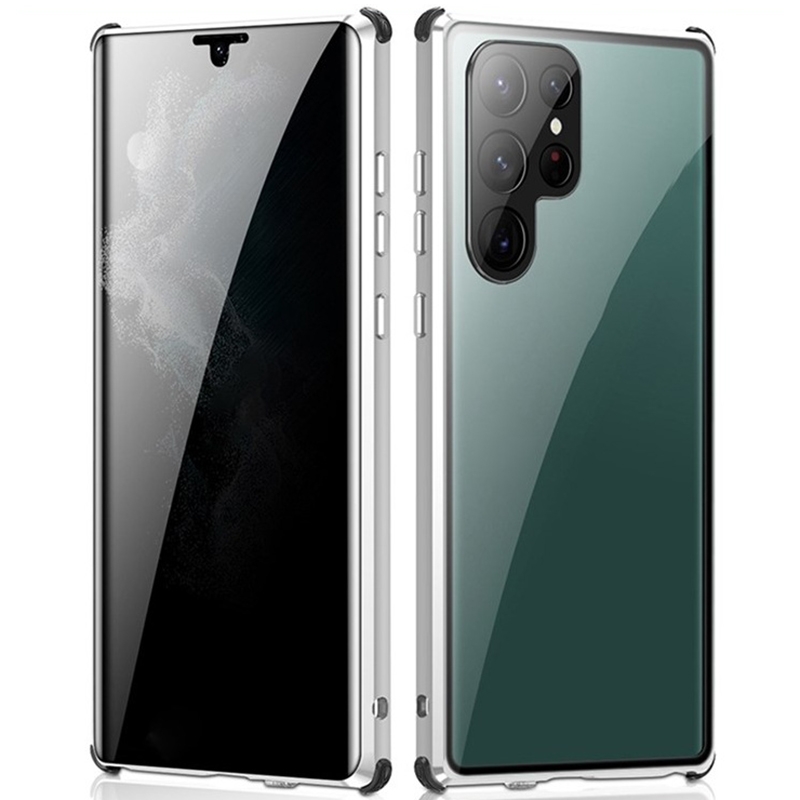 For Samsung Galaxy S22 Ultra 5G Anti-peeping Magnetic Double-sided Tempered Glass Phone Case(Silver) For Samsung Galaxy S22 Ultra 5G Anti-peeping Magnetic Double-sided Tempered Glass Phone Case(Silver)