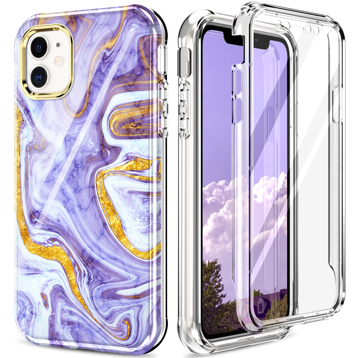 For iPhone 11 360 Full Body Painted Phone Case (Marble L14) For iPhone 11 360 Full Body Painted Phone Case (Marble L14)