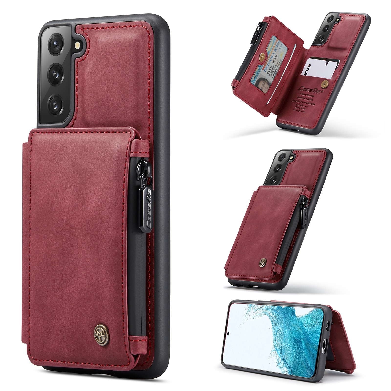 For Samsung Galaxy S22 CaseMe C20 Multifunctional Leather Phone Case(Dark Red) For Samsung Galaxy S22 CaseMe C20 Multifunctional Leather Phone Case(Dark Red)