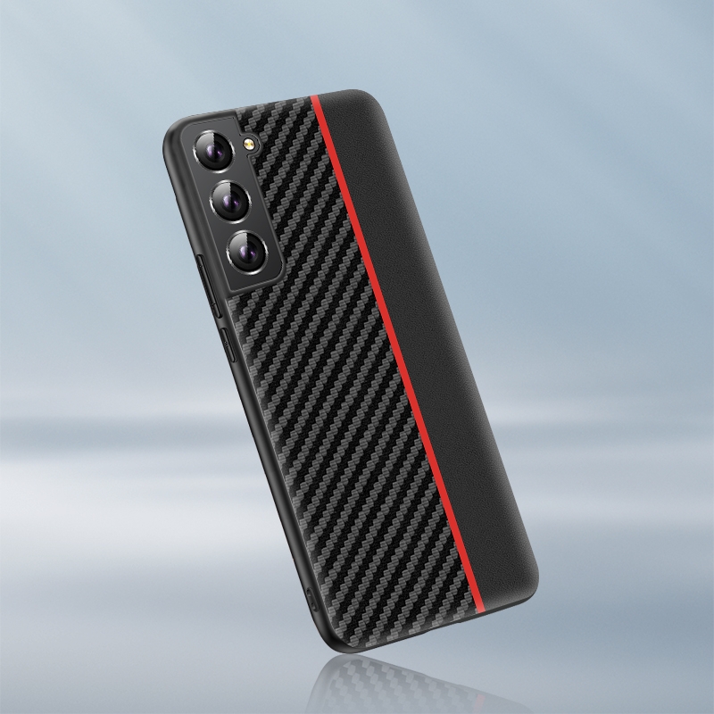 For Samsung Galaxy S22+ 5G Ultra-thin Carbon Fiber Texture Splicing Phone Case(Red) For Samsung Galaxy S22+ 5G Ultra-thin Carbon Fiber Texture Splicing Phone Case(Red)