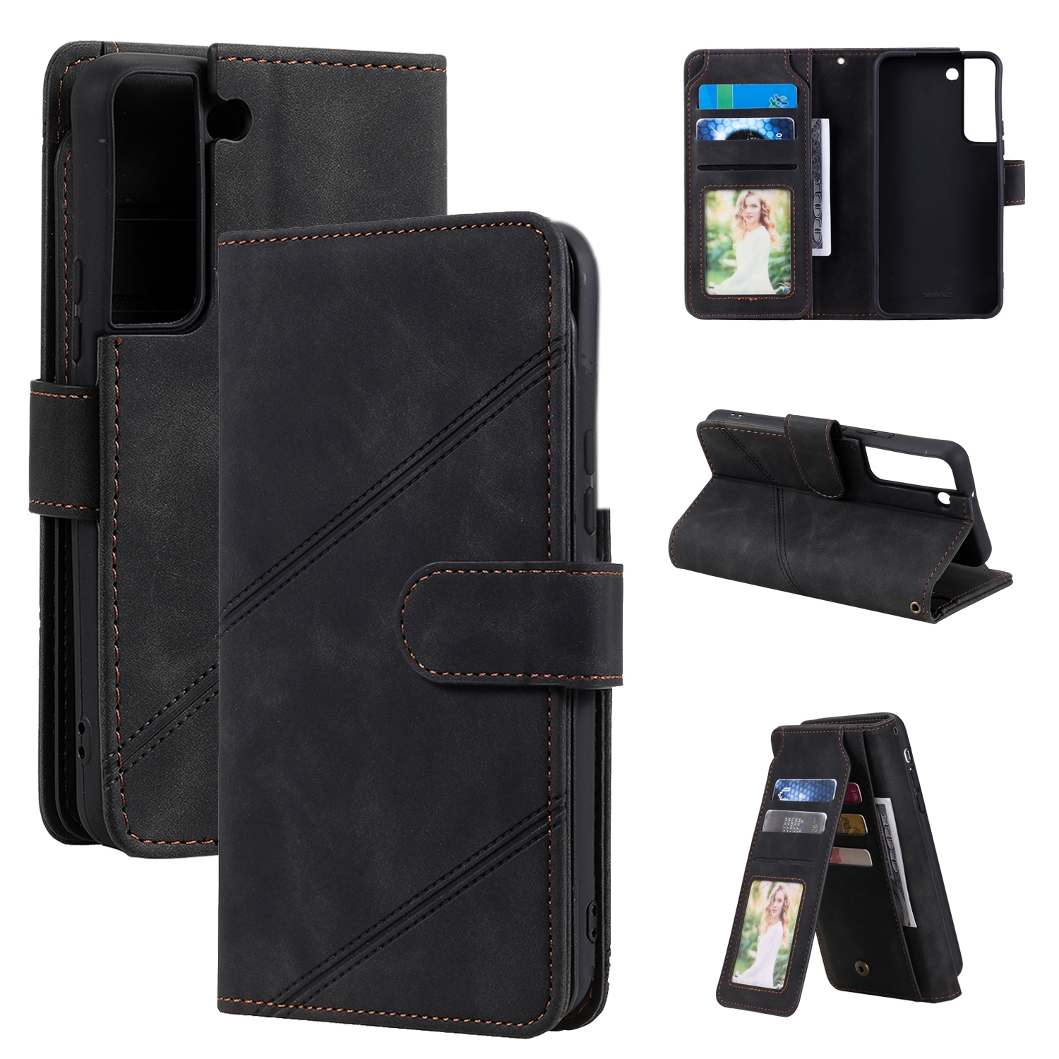 For Samsung Galaxy S22+ 5G Skin Feel Card Slot Leather Phone Case(Black) For Samsung Galaxy S22+ 5G Skin Feel Card Slot Leather Phone Case(Black)