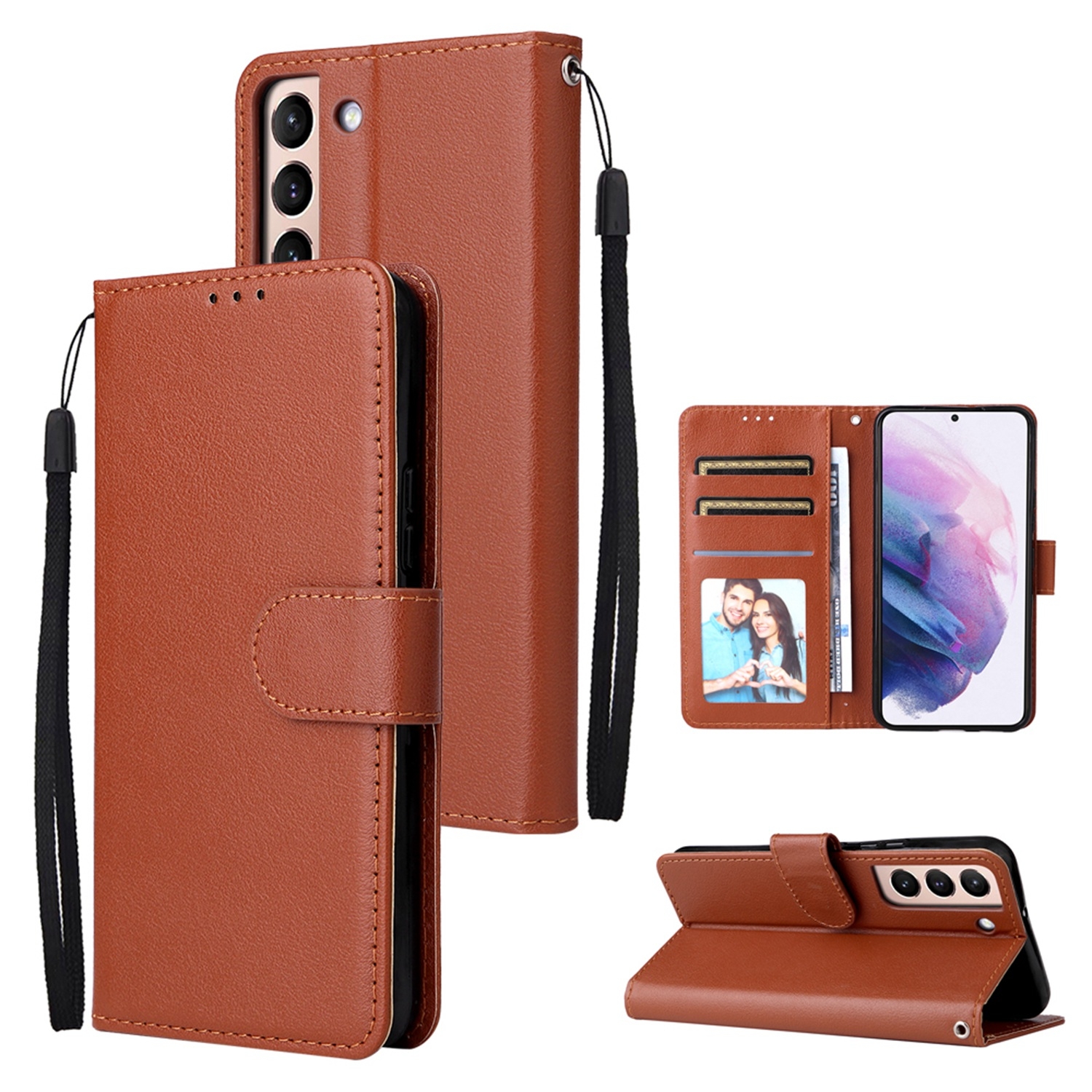 For Samsung Galaxy S22+ 5G 3 Card Slots Multifunctional Leather Phone Case(Brown) For Samsung Galaxy S22+ 5G 3 Card Slots Multifunctional Leather Phone Case(Brown)