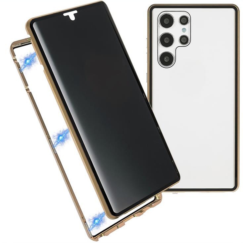 For Samsung Galaxy S22 Ultra 5G Anti-peeping Magnetic Double-sided Tempered Glass Phone Case(Gold) For Samsung Galaxy S22 Ultra 5G Anti-peeping Magnetic Double-sided Tempered Glass Phone Case(Gold)