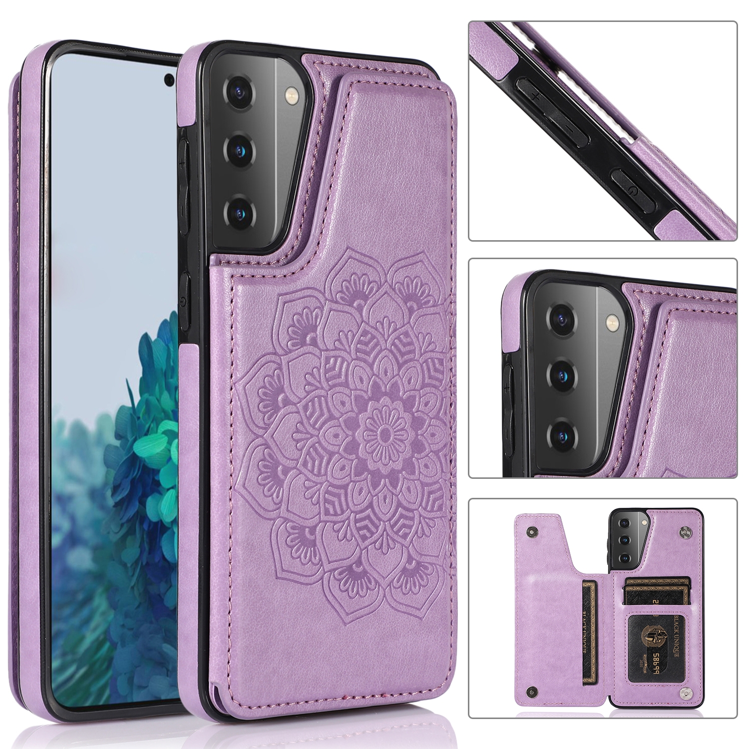 For Samsung Galaxy S21+ 5G Double Buckle Mandala PU+TPU Phone Case(Purple) For Samsung Galaxy S21+ 5G Double Buckle Mandala PU+TPU Phone Case(Purple)