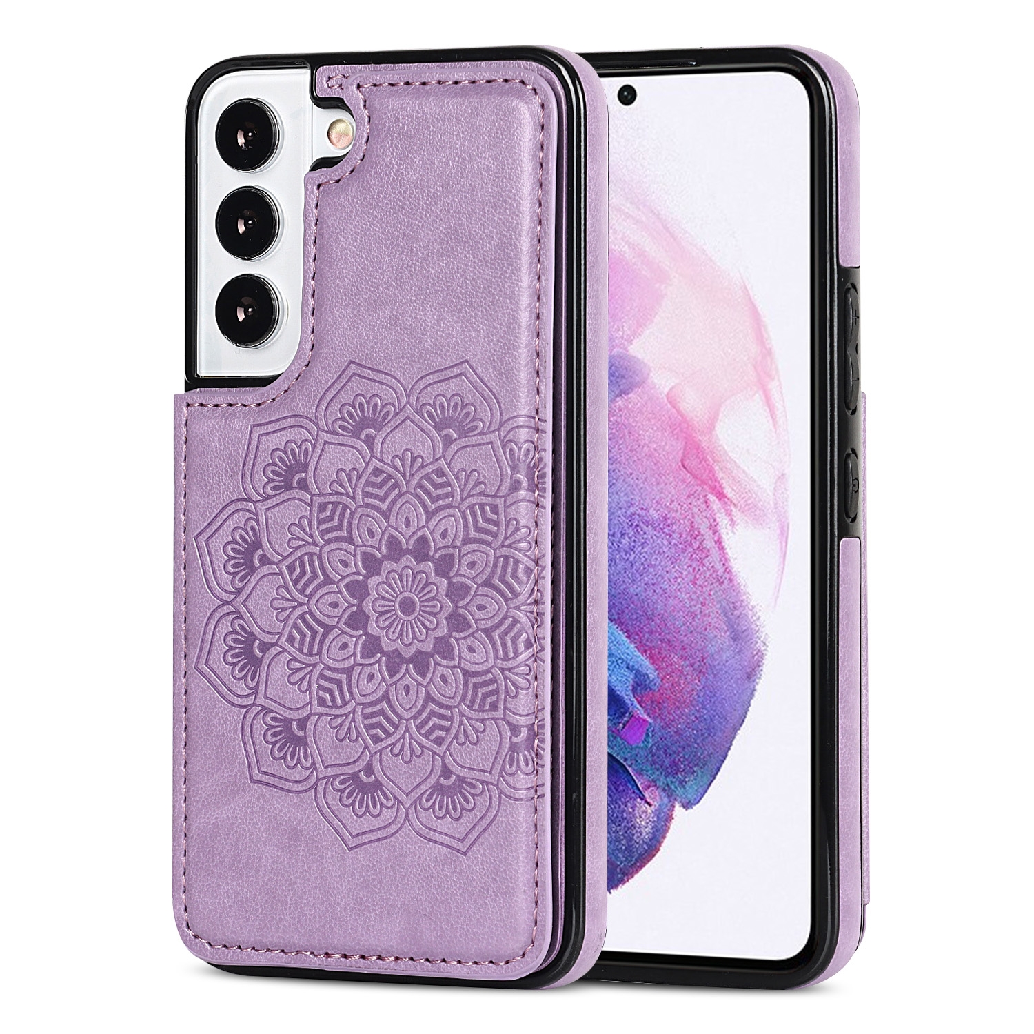 For Samsung Galaxy S22 5G Double Buckle Mandala PU+TPU Phone Case(Purple) For Samsung Galaxy S22 5G Double Buckle Mandala PU+TPU Phone Case(Purple)