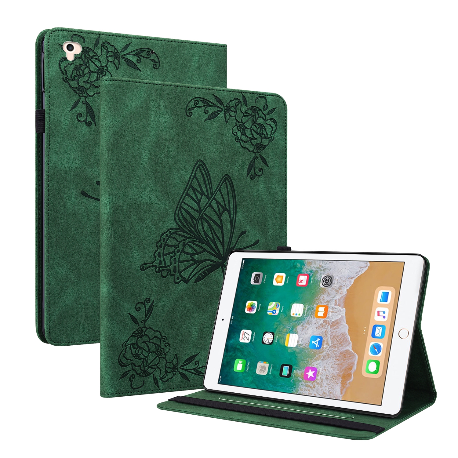 Butterfly Flower Embossed Leather Tablet Case For iPad 9.7 inch 2017 / 2018(Green) Butterfly Flower Embossed Leather Tablet Case For iPad 9.7 inch 2017 / 2018(Green)