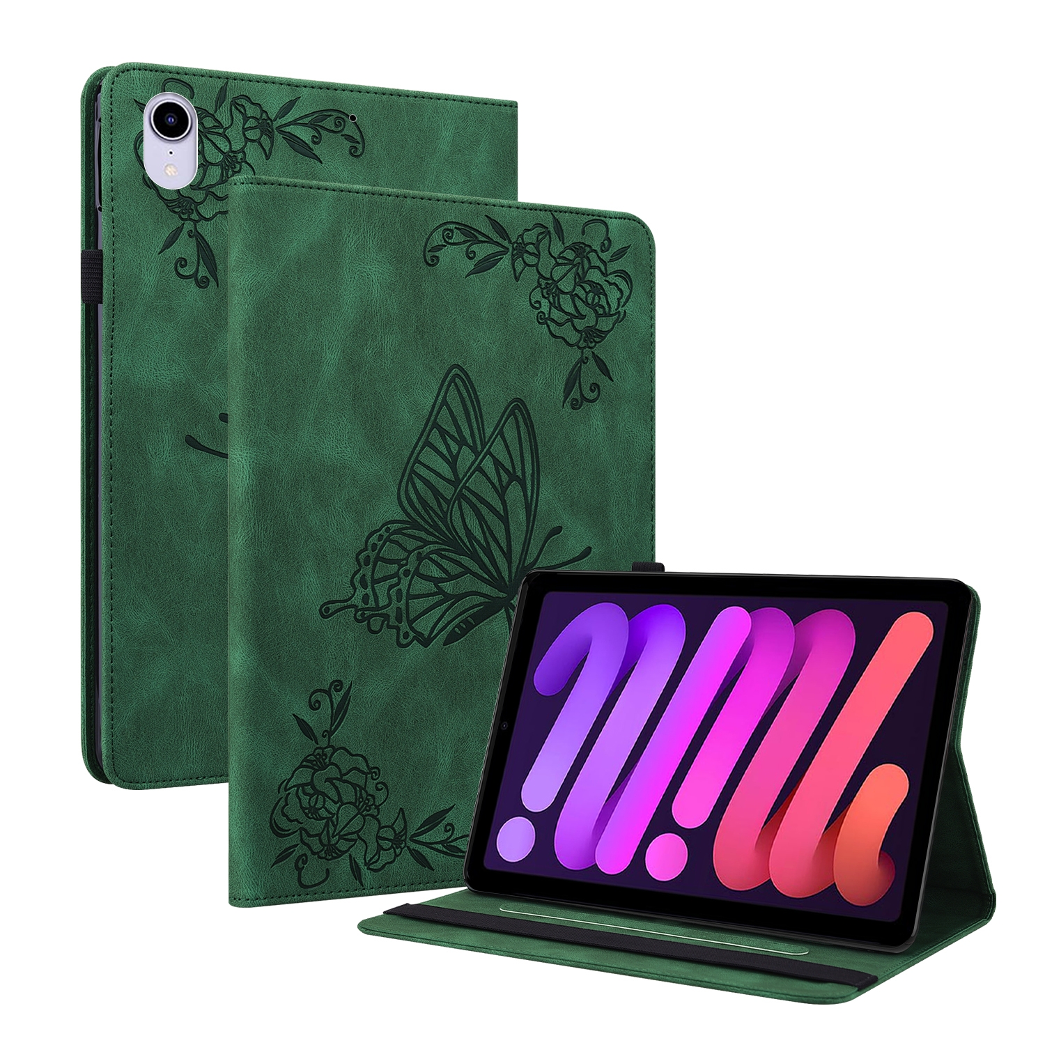 For iPad mini 2024 / mini 6 Butterfly Flower Embossed Leather Tablet Case(Green) For iPad mini 2024 / mini 6 Butterfly Flower Embossed Leather Tablet Case(Green)