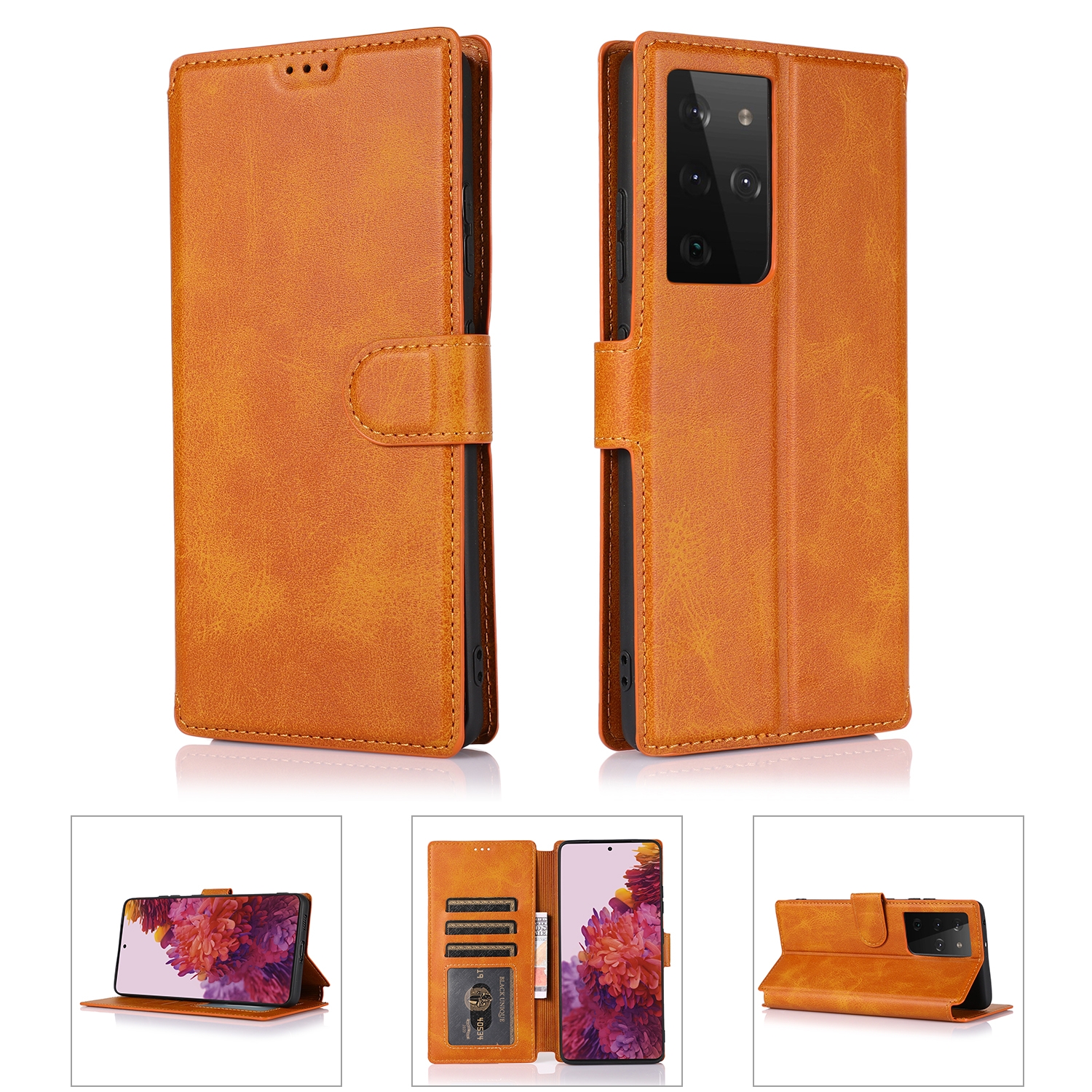 For Samsung Galaxy S21 Ultra 5G Shockproof PU + TPU Leather Phone Case(Khaki) For Samsung Galaxy S21 Ultra 5G Shockproof PU + TPU Leather Phone Case(Khaki)