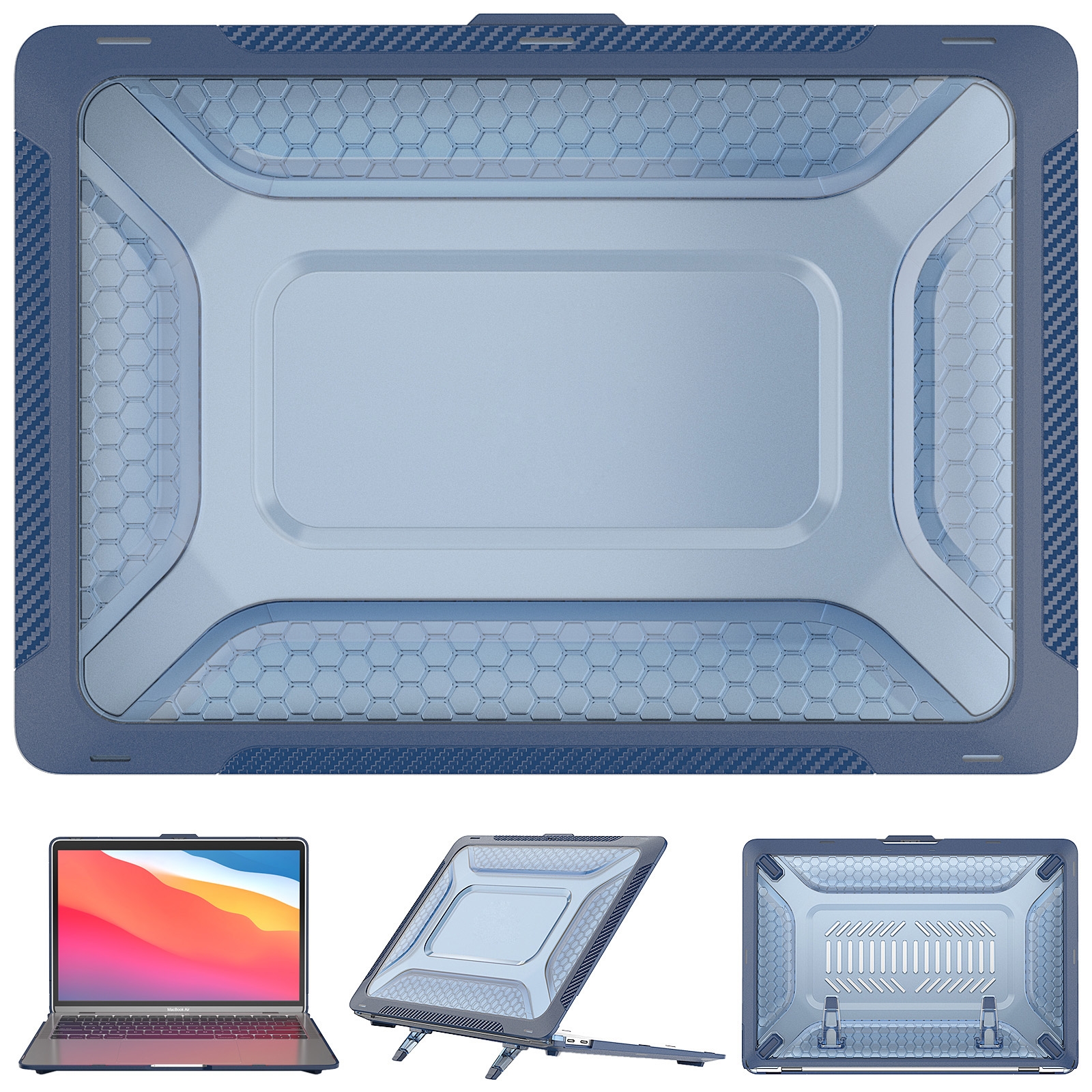TPU + PC Laptop Protective Case For MacBook Air 13.3 inch 2020 / 2018(Sapphire Blue) TPU + PC Laptop Protective Case For MacBook Air 13.3 inch 2020 / 2018(Sapphire Blue)