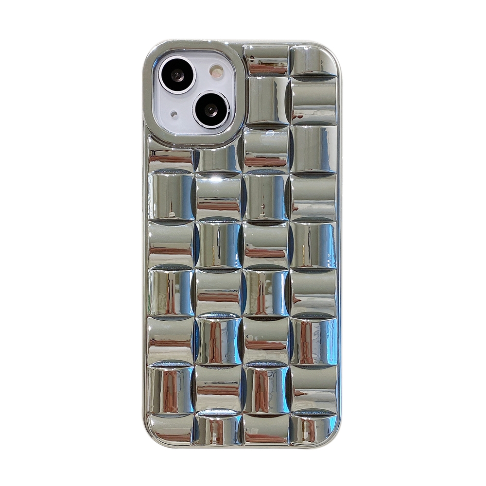 For iPhone 13 Pro Max Weave Texture Electroplated TPU Phone Case (Silver) For iPhone 13 Pro Max Weave Texture Electroplated TPU Phone Case (Silver)